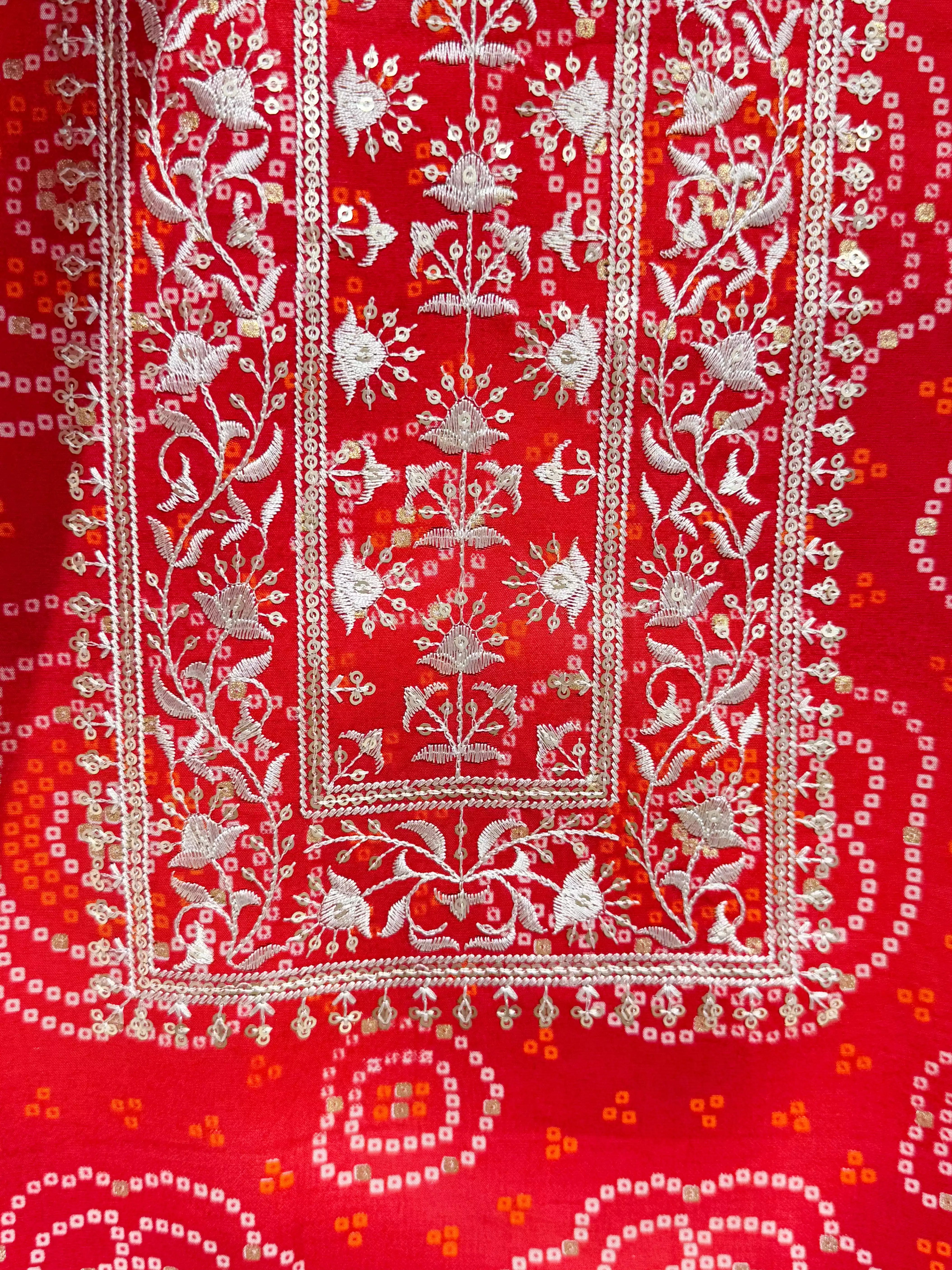 Elegant Muslin Bandhani Printed Kurti