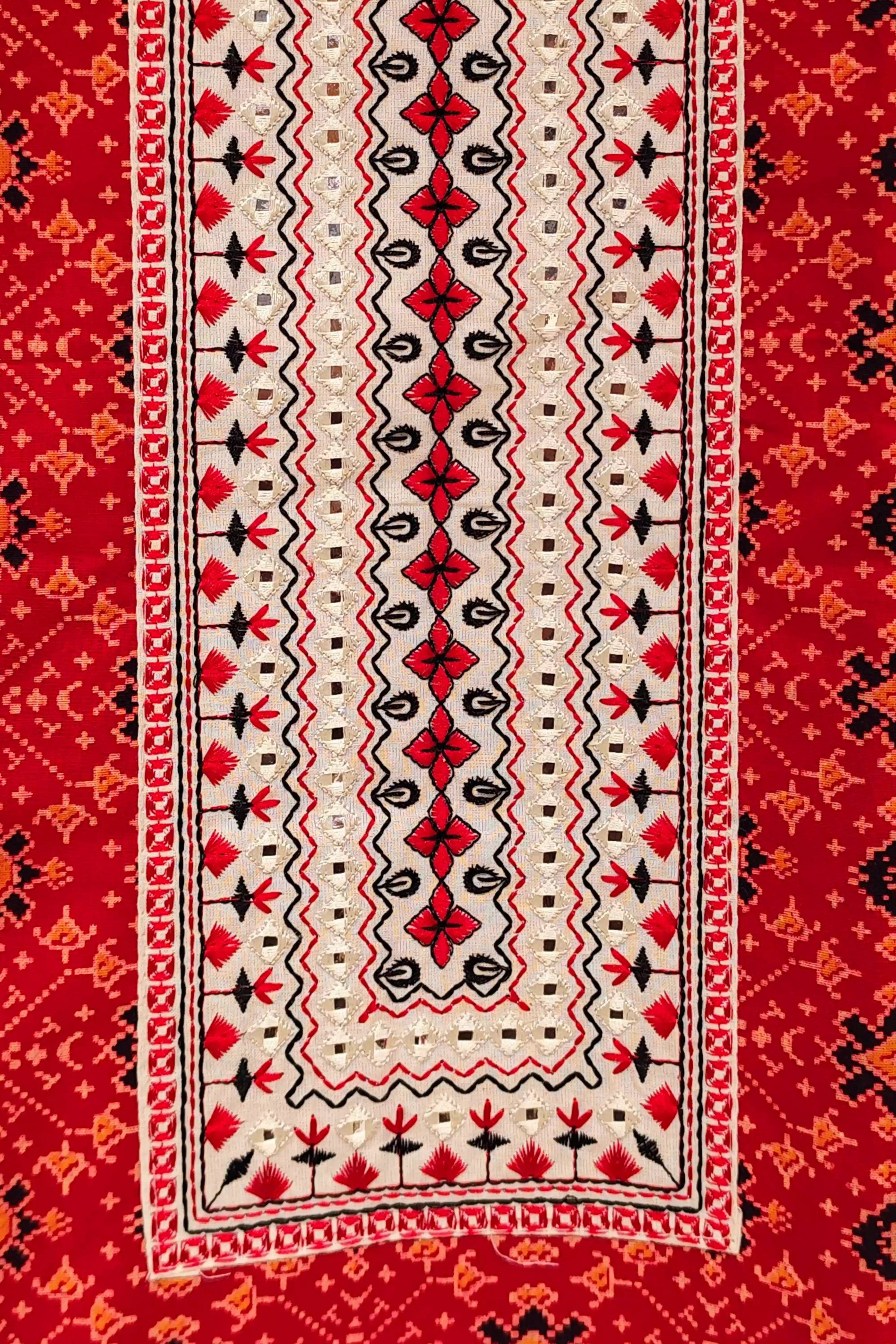 Red Printed Cotton Dress Material
