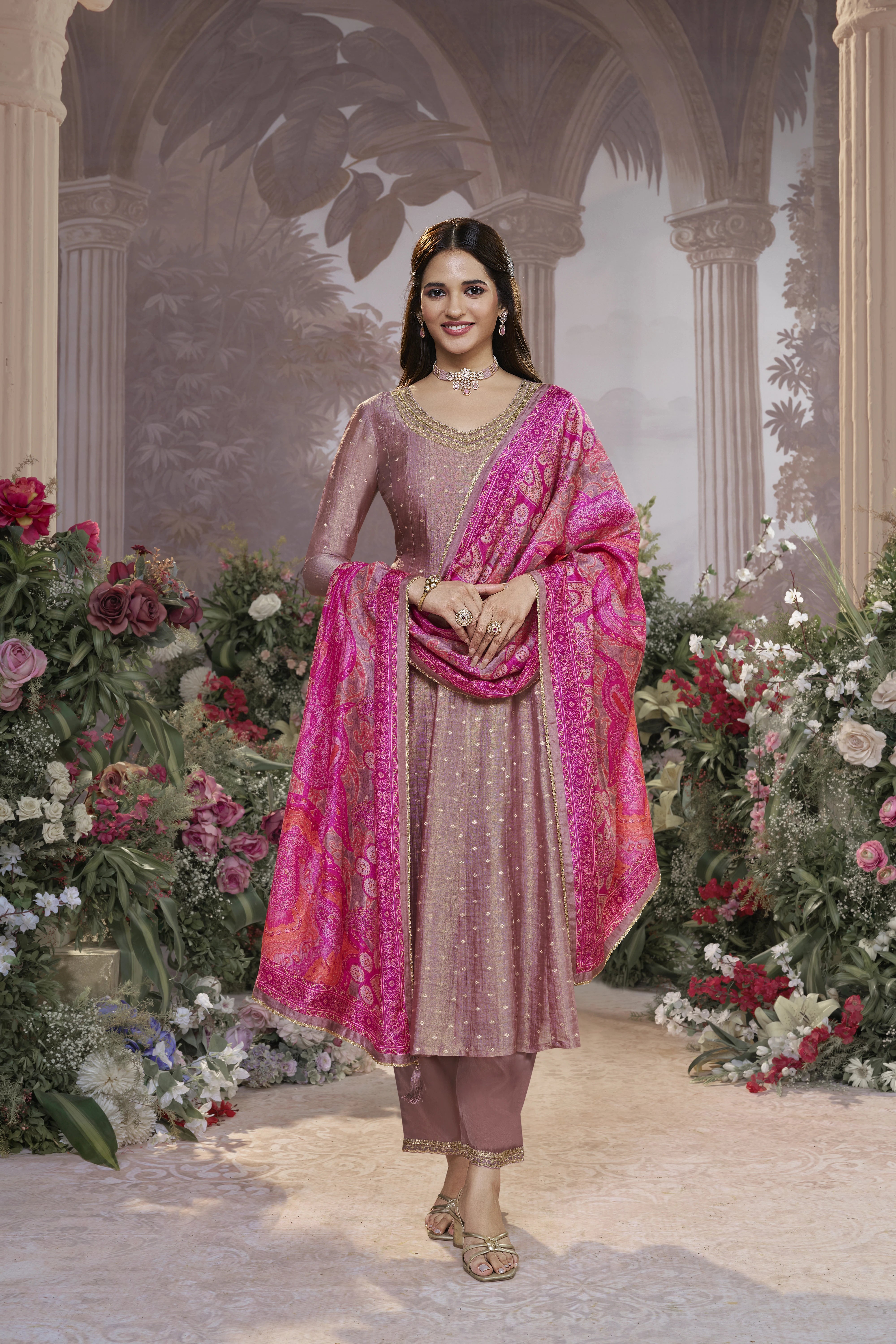 Elegant Onion Pink Pant Set