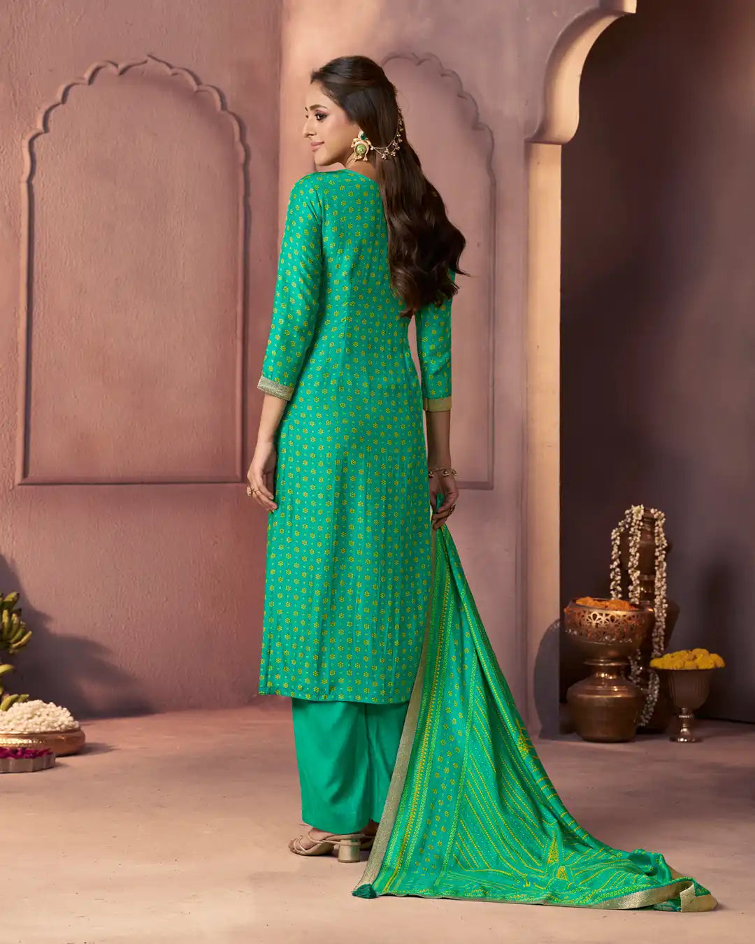 Bright Green Embroidered Kurta Set with Dupatta