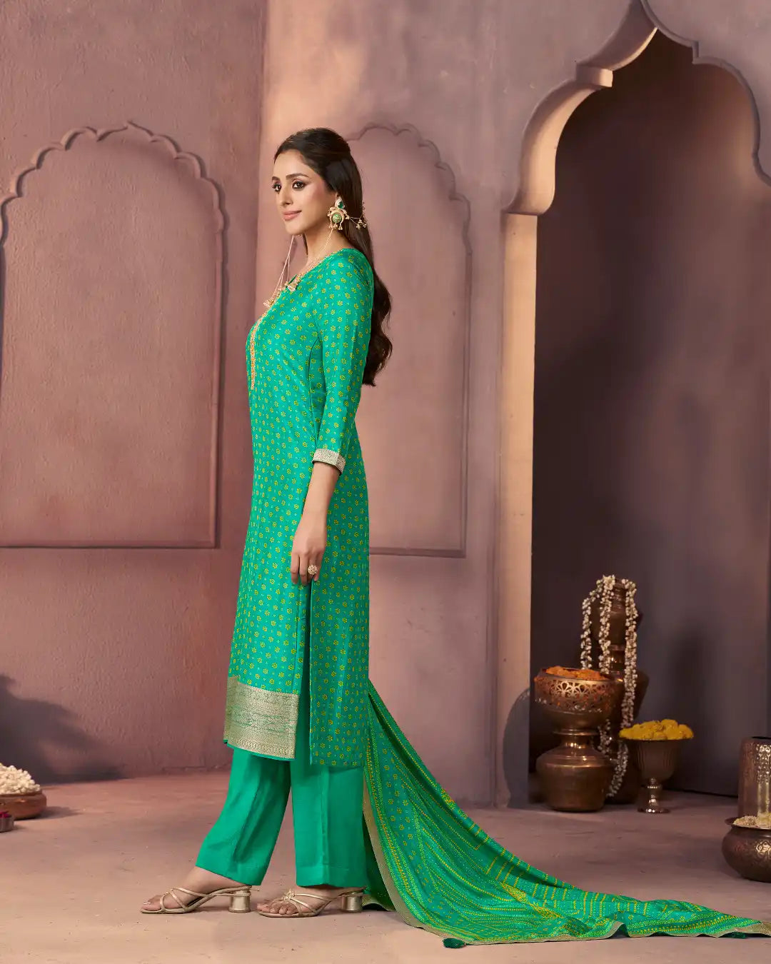 Bright Green Embroidered Kurta Set with Dupatta