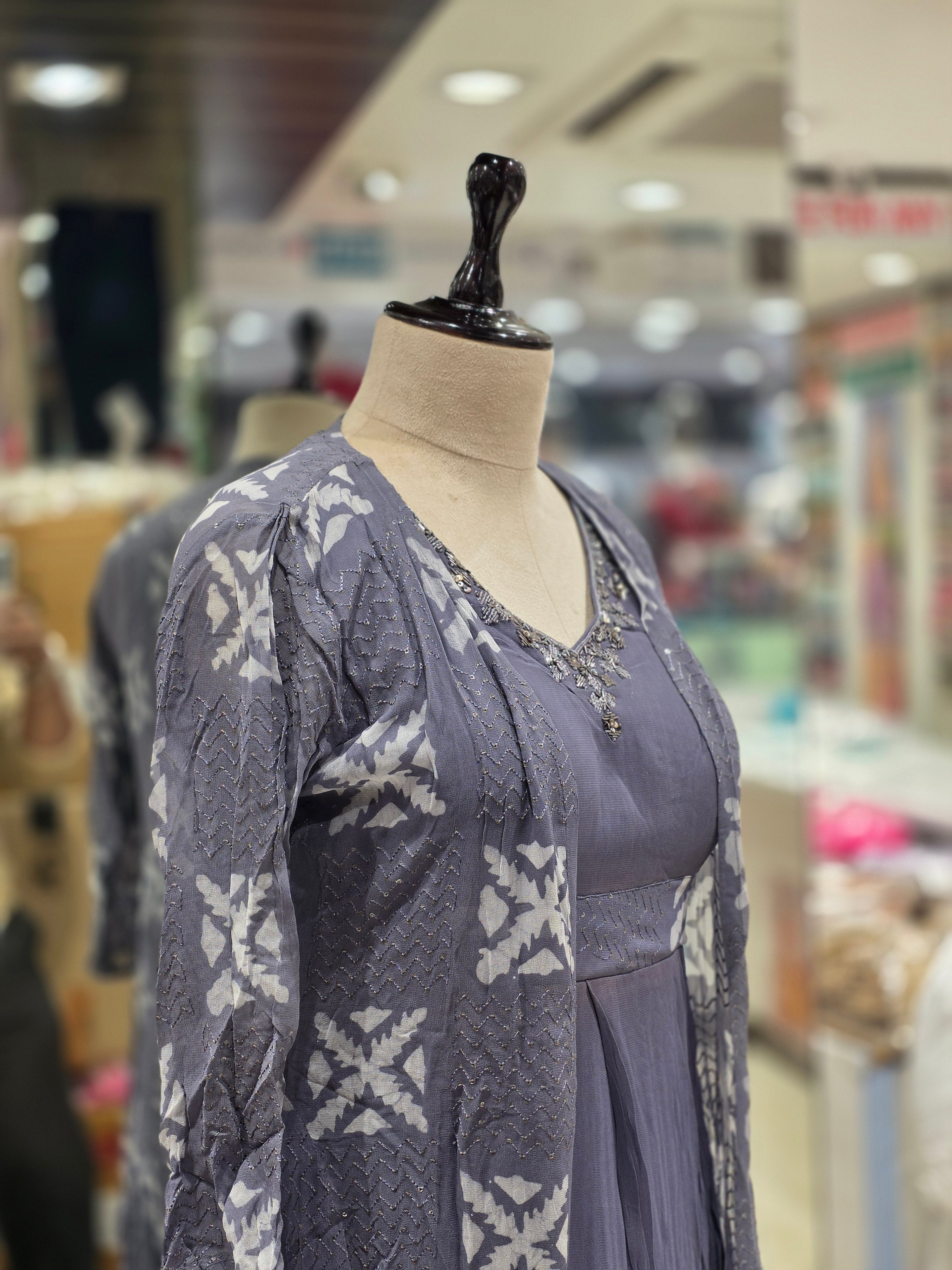 Blue Straight Fit Printed Kurti