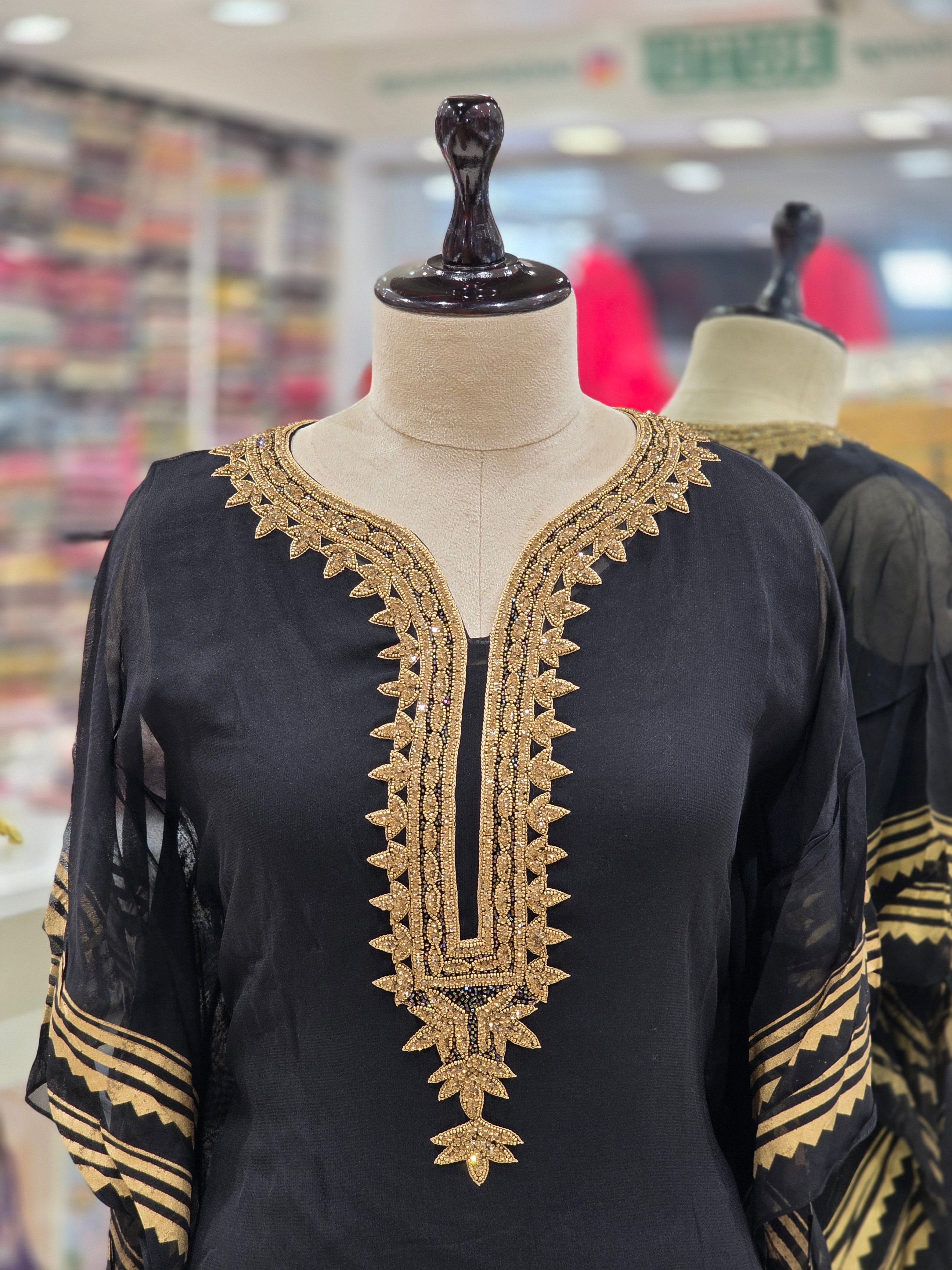 Black Embroidered Kurti with Festive Detailing
