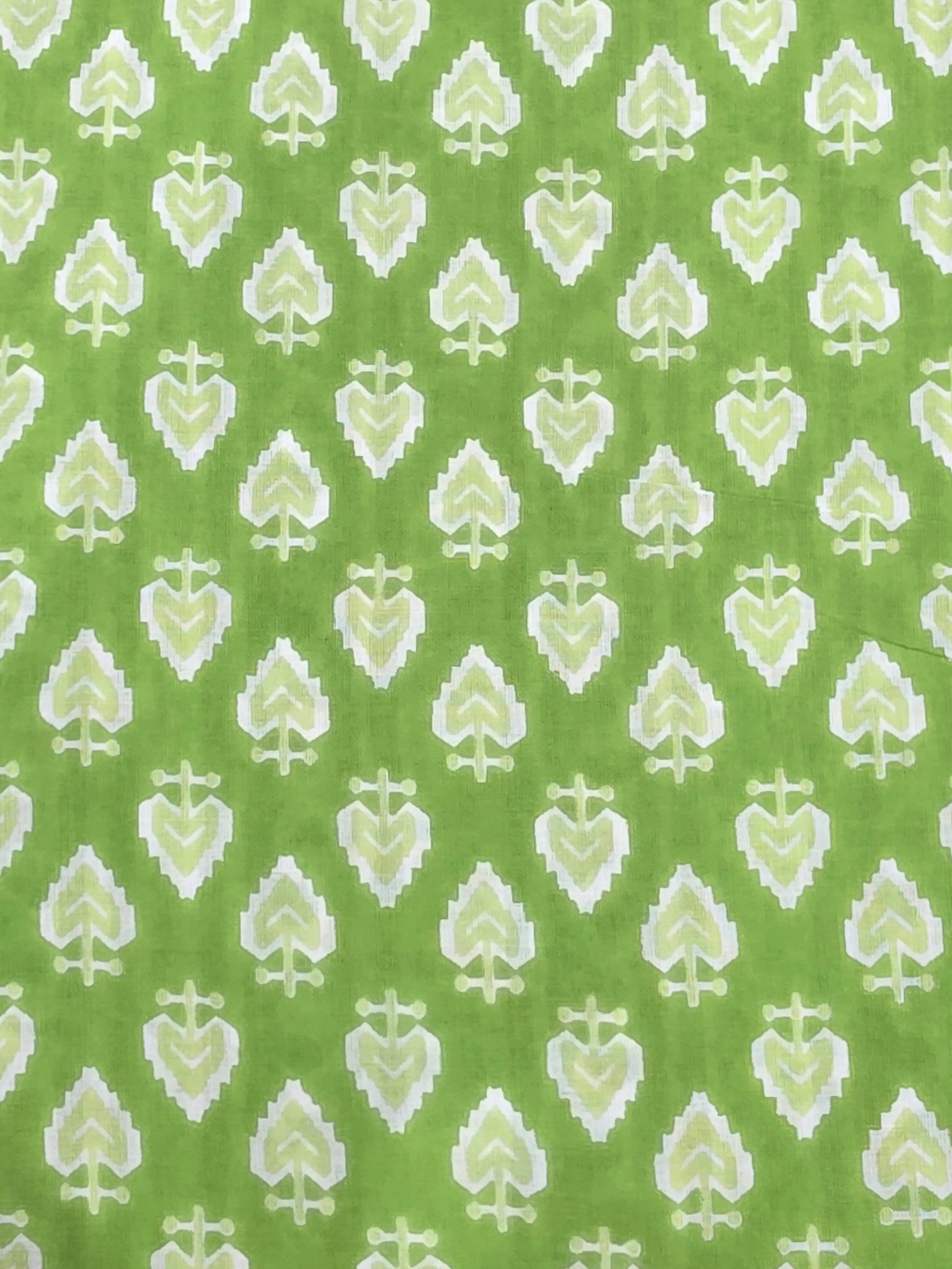 Rama Green  Printed Cotton Dress Material with Work Dupatta