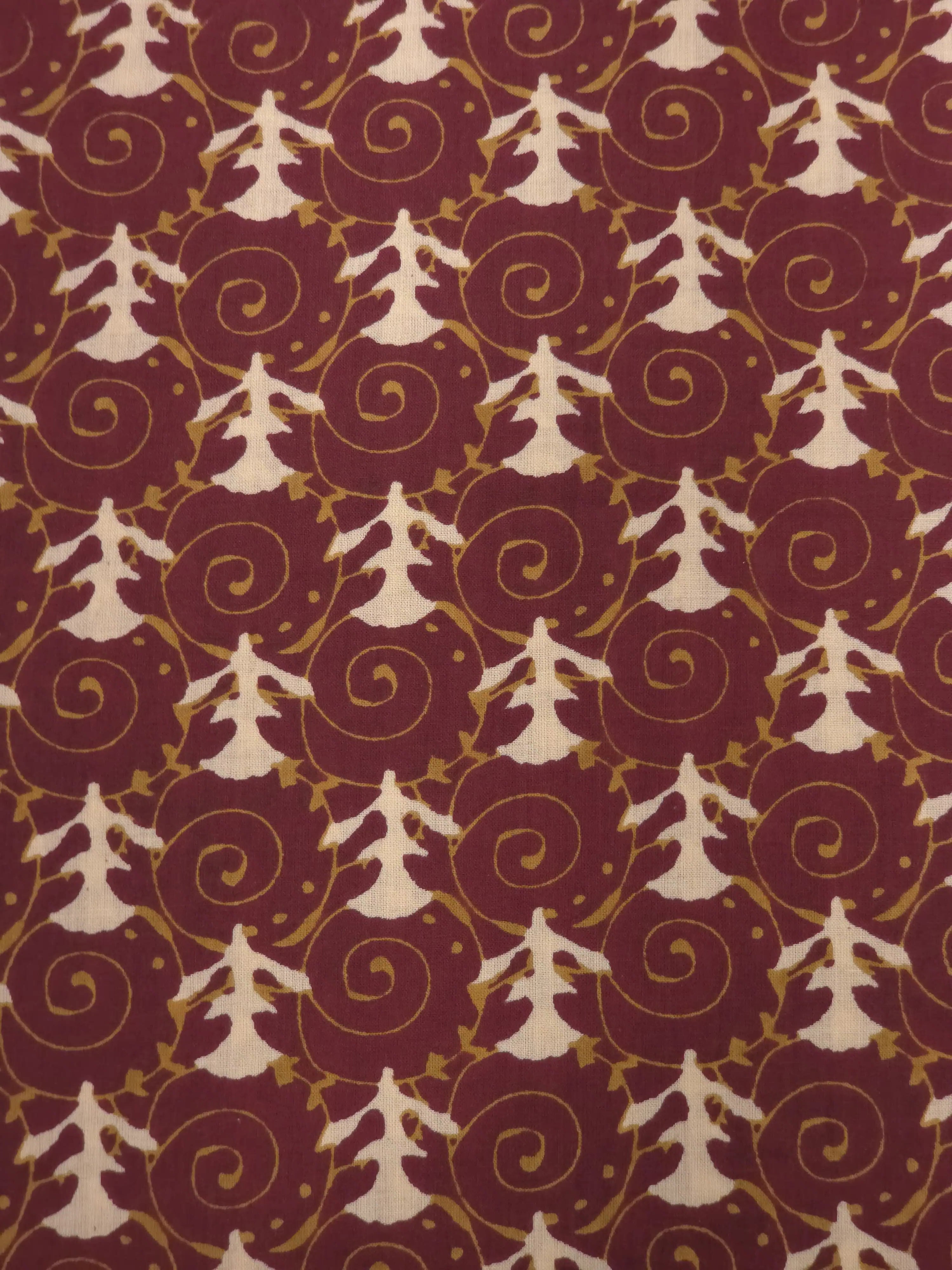 Maroon  Printed Cotton Dress Material with Work Dupatta