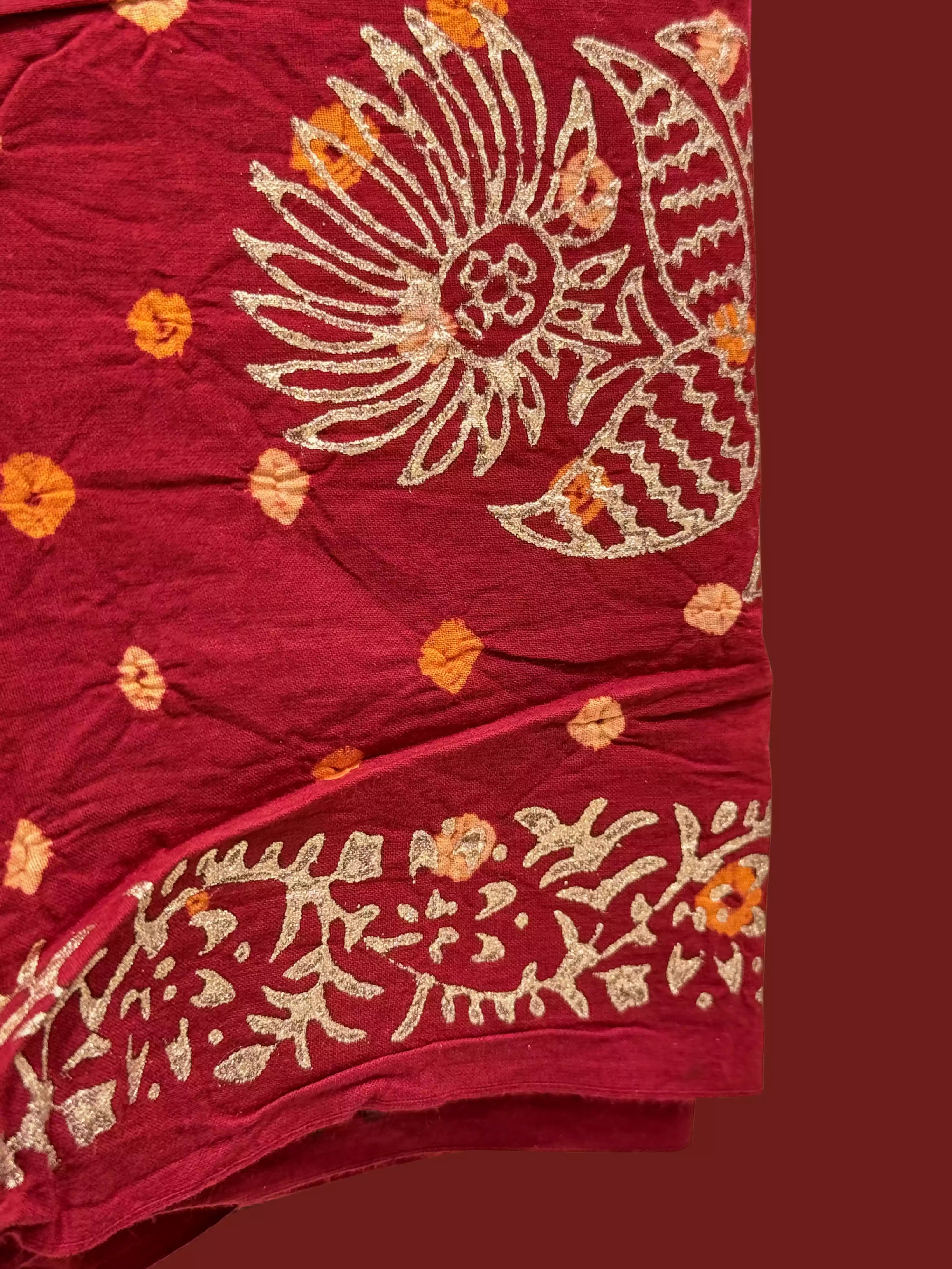 Chanderi Silk Kurti with Mirror Work & Bandhani Dupatta