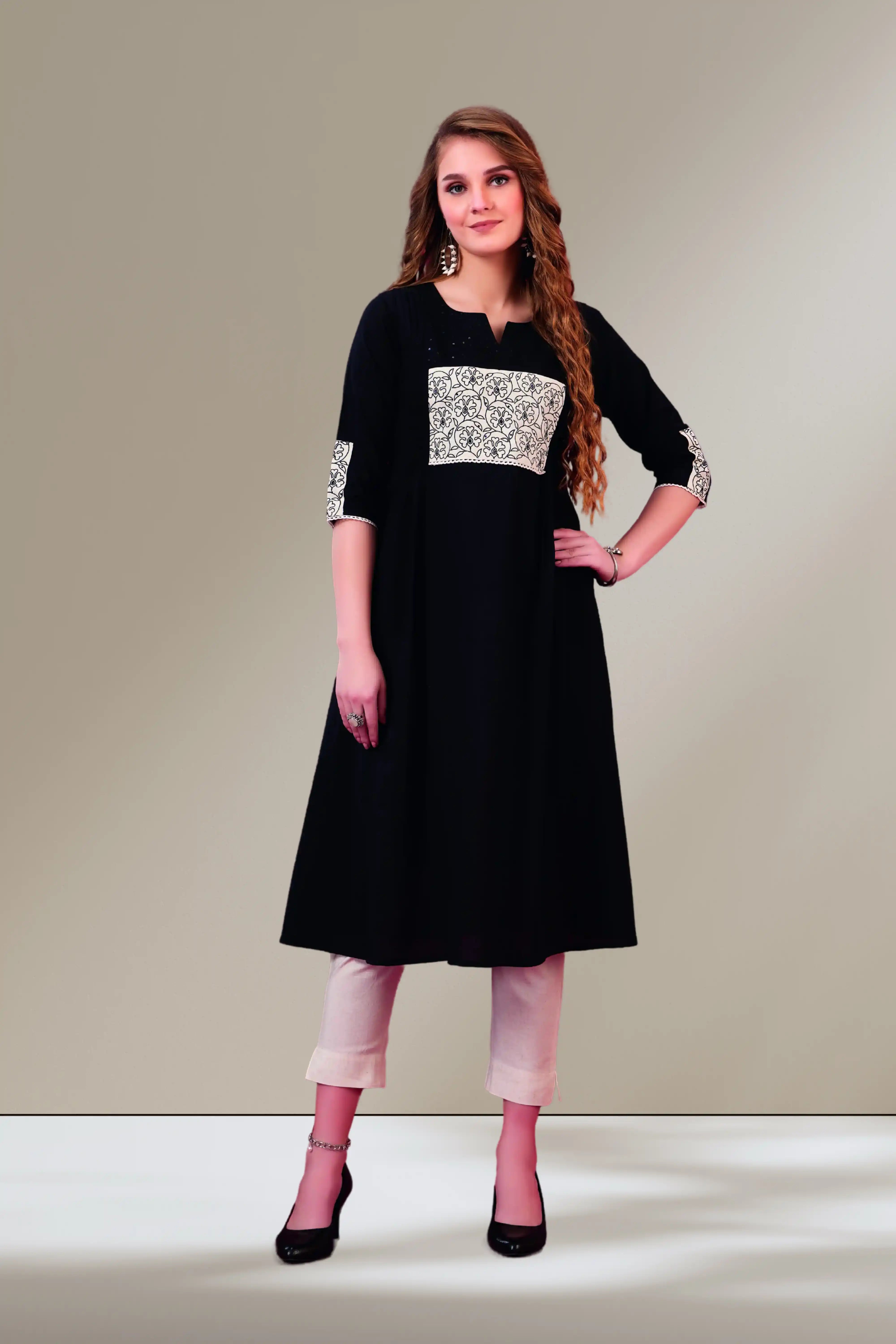 Black Elegant Co-ord Set with Contrast Pants