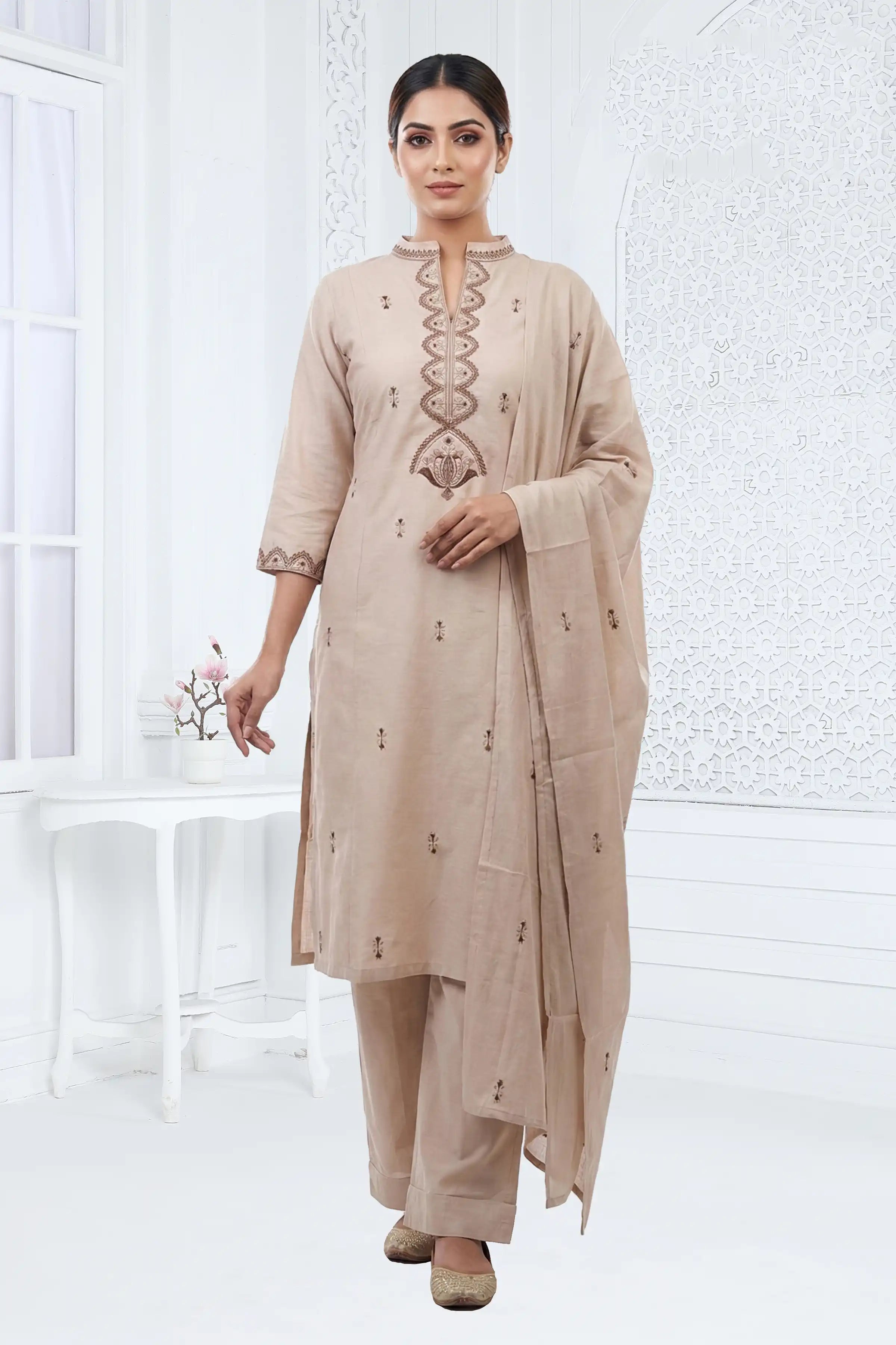 Embroidered Kurta Set with Dupatta