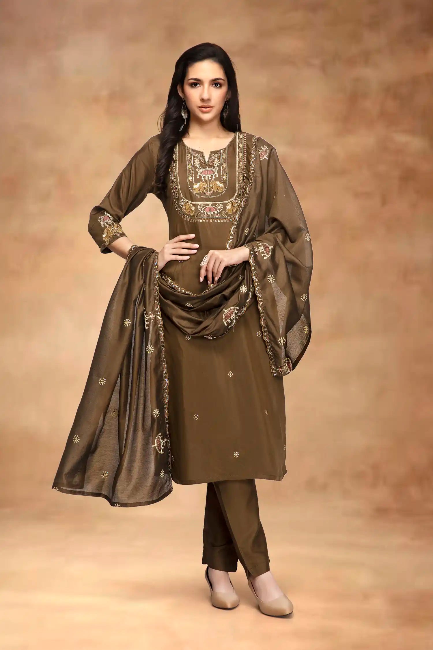Embroidered Kurta Set with Dupatta