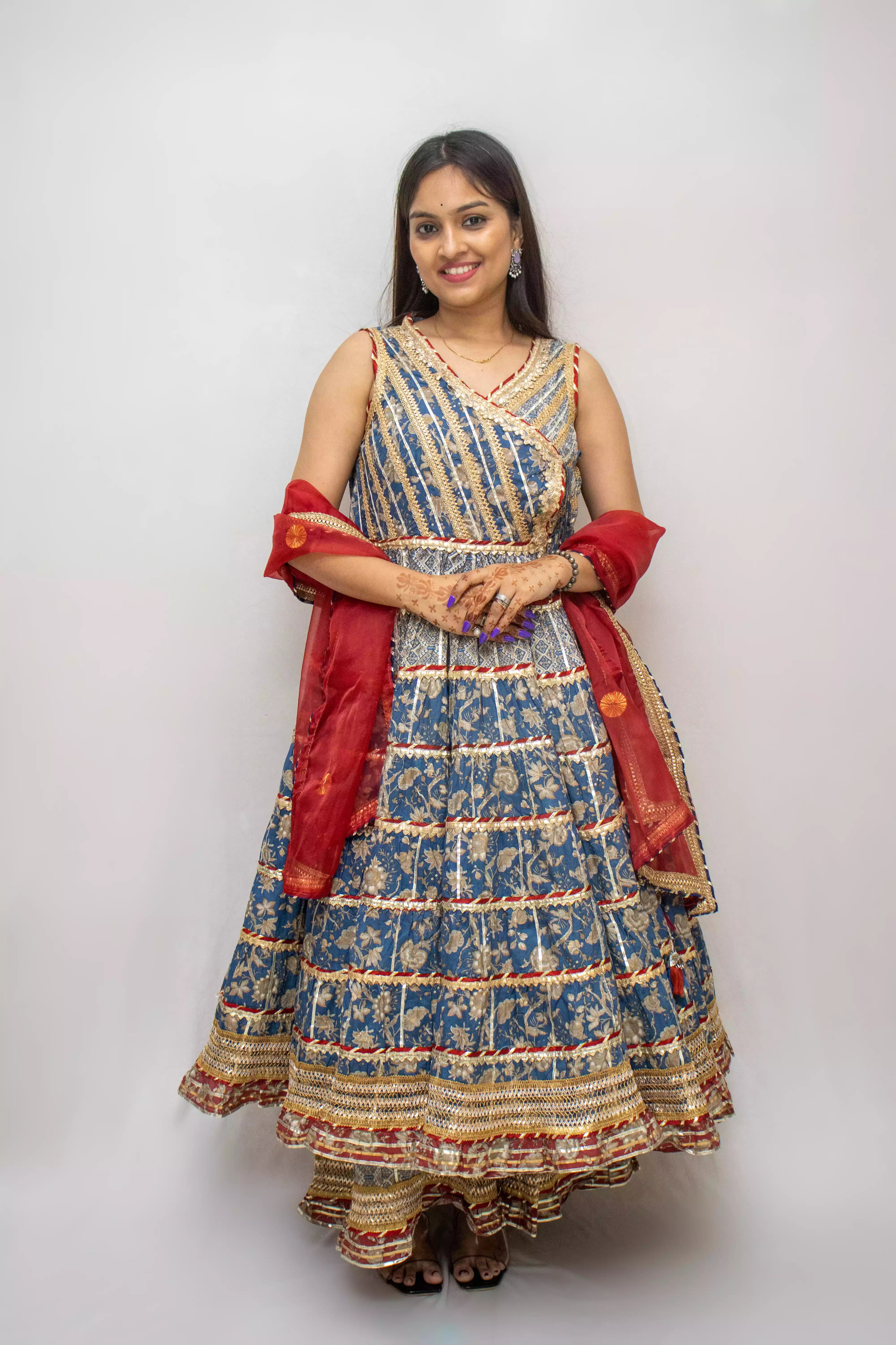 Peach Gharara Set with Traditional Gotapatti Work