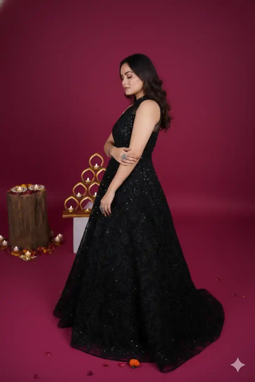 Black Elegance Embellished Gown