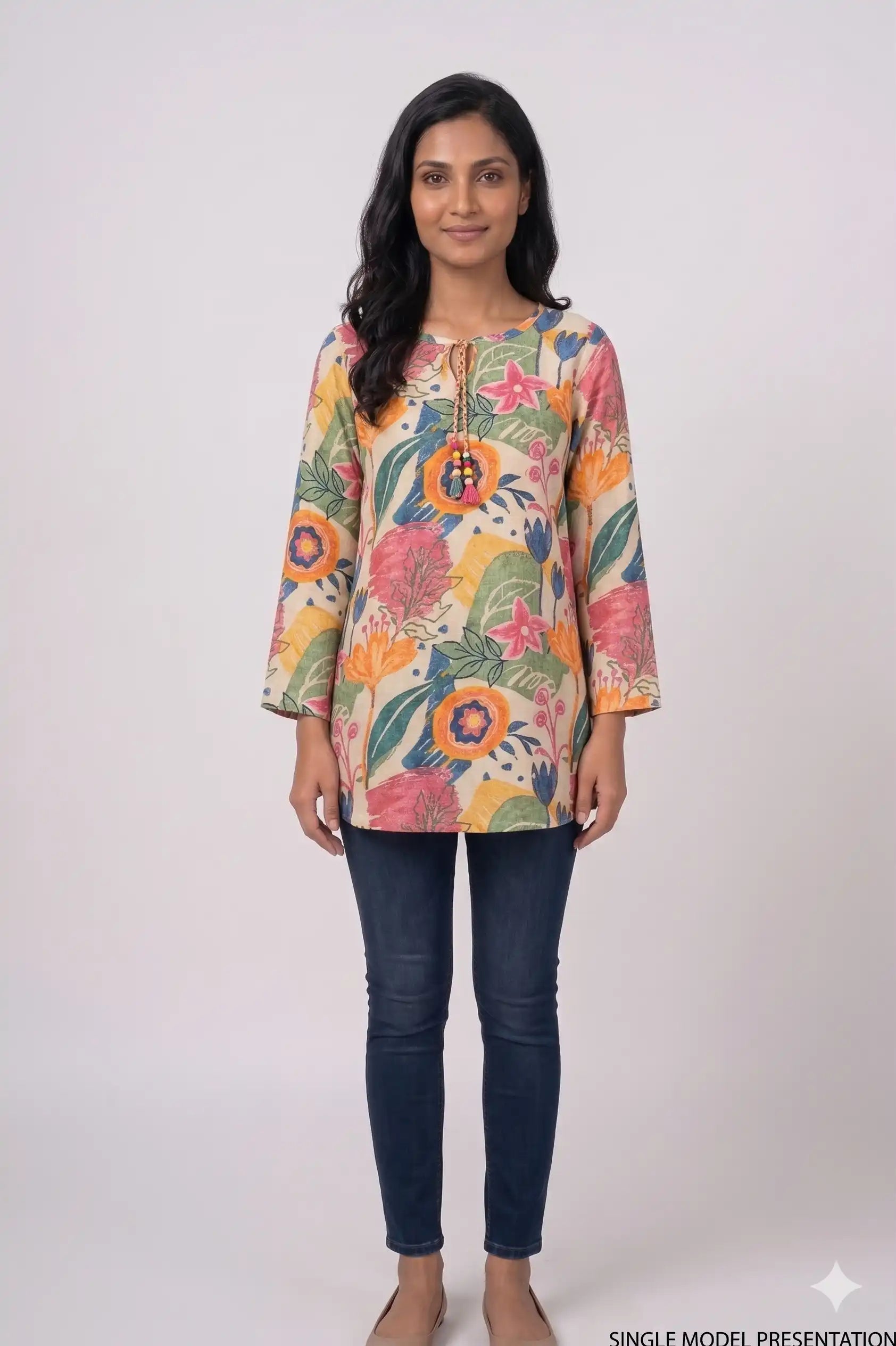 Women's Casual Comfort Multicolor Tunic Top