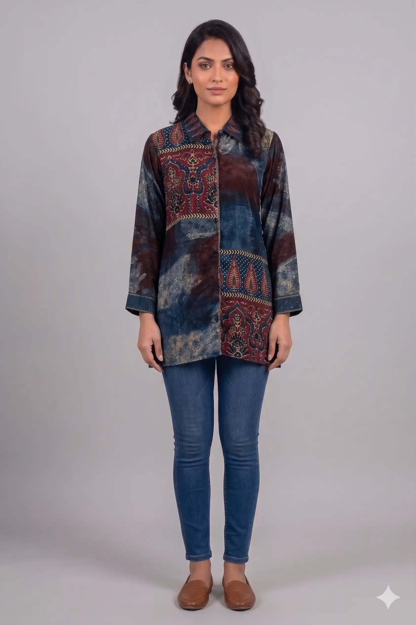 Women's Casual Comfort Floral Tunic Top