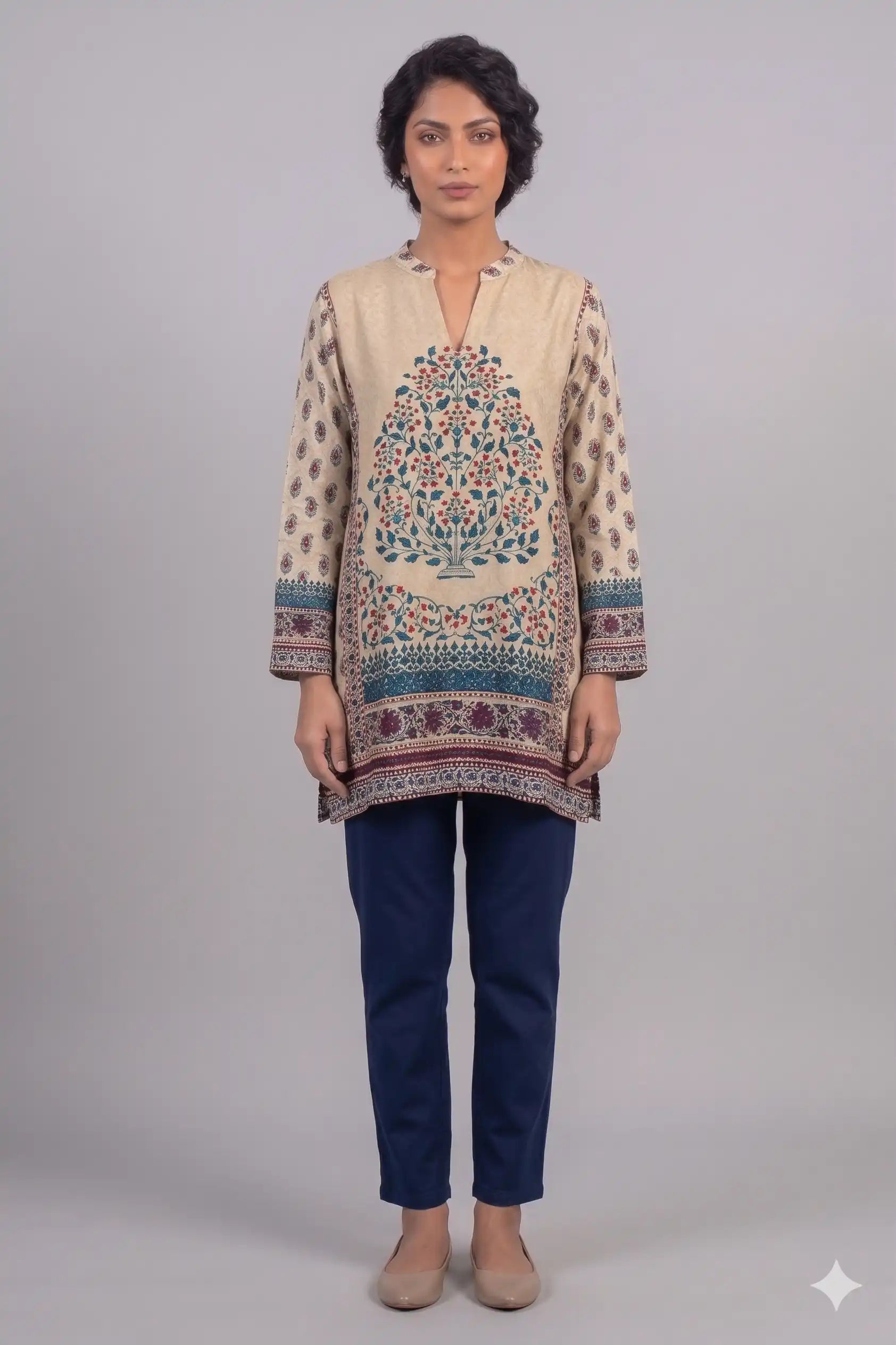 Women's Casual Comfort Floral Tunic Top