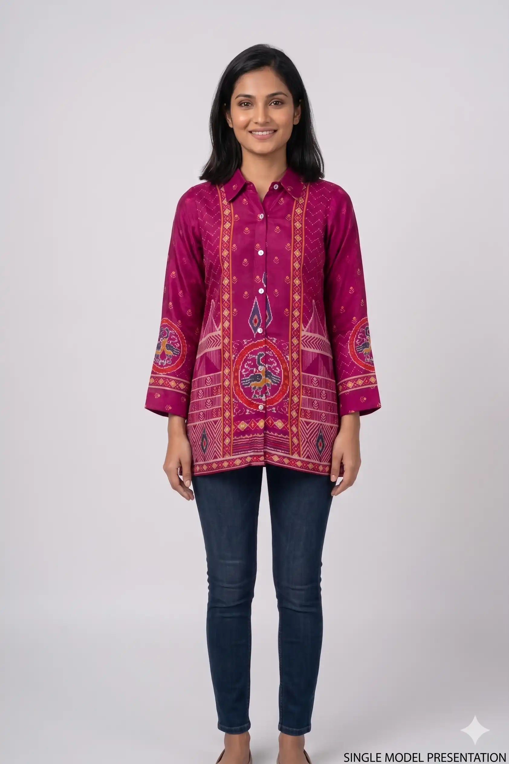 Women's Casual Comfort Floral Tunic Top