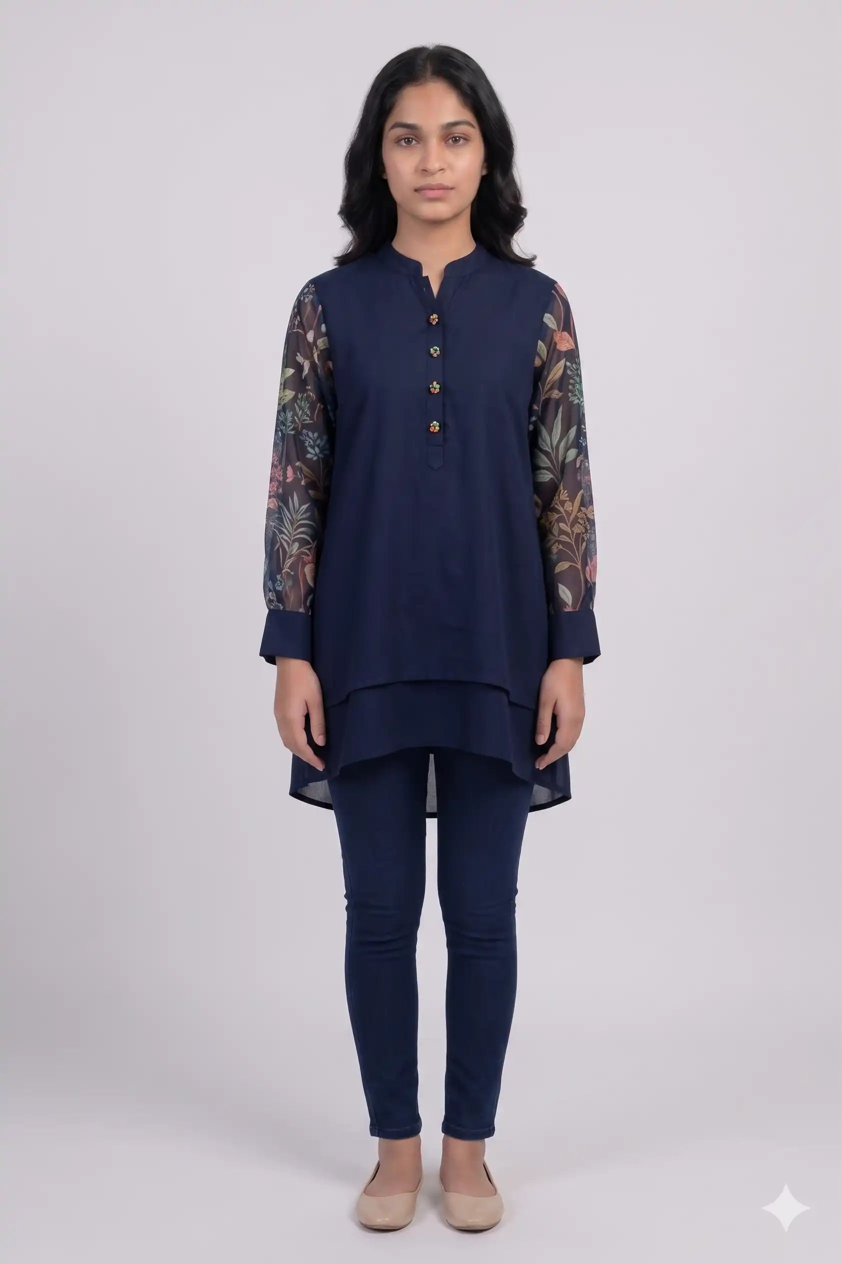Women's Casual Comfort Floral Tunic Top