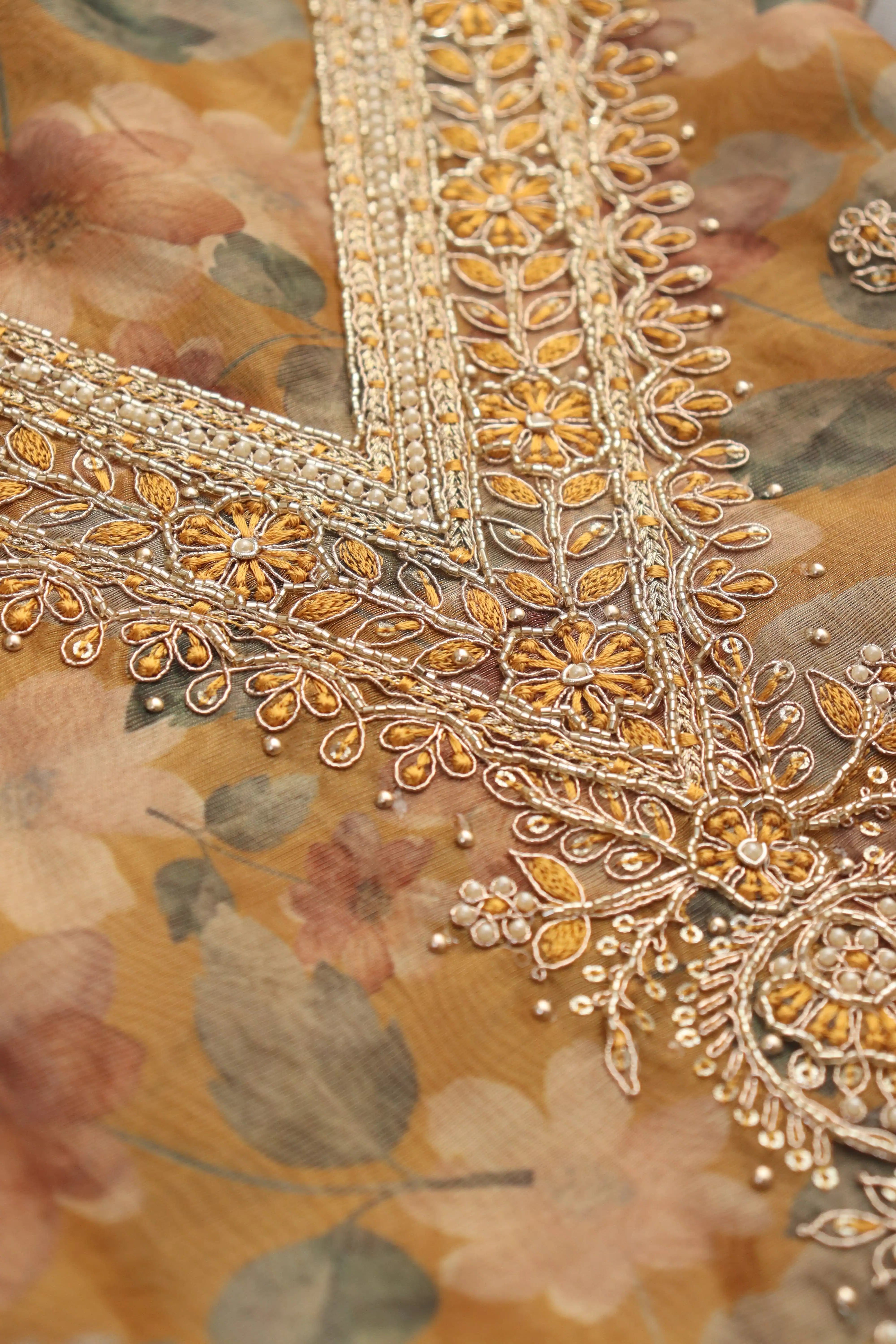 Golden_floral_Dress_material
