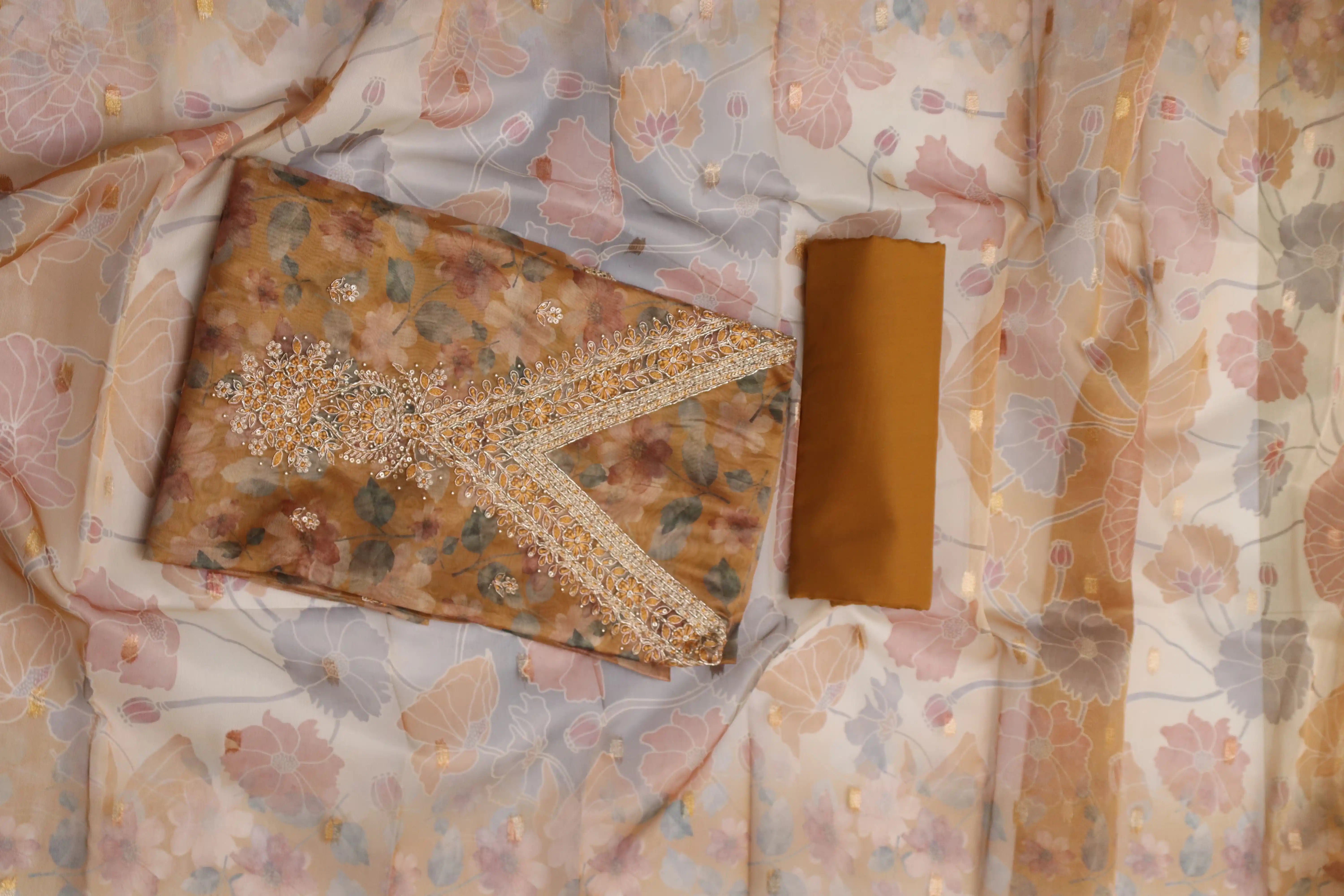 Golden_floral_Dress_material