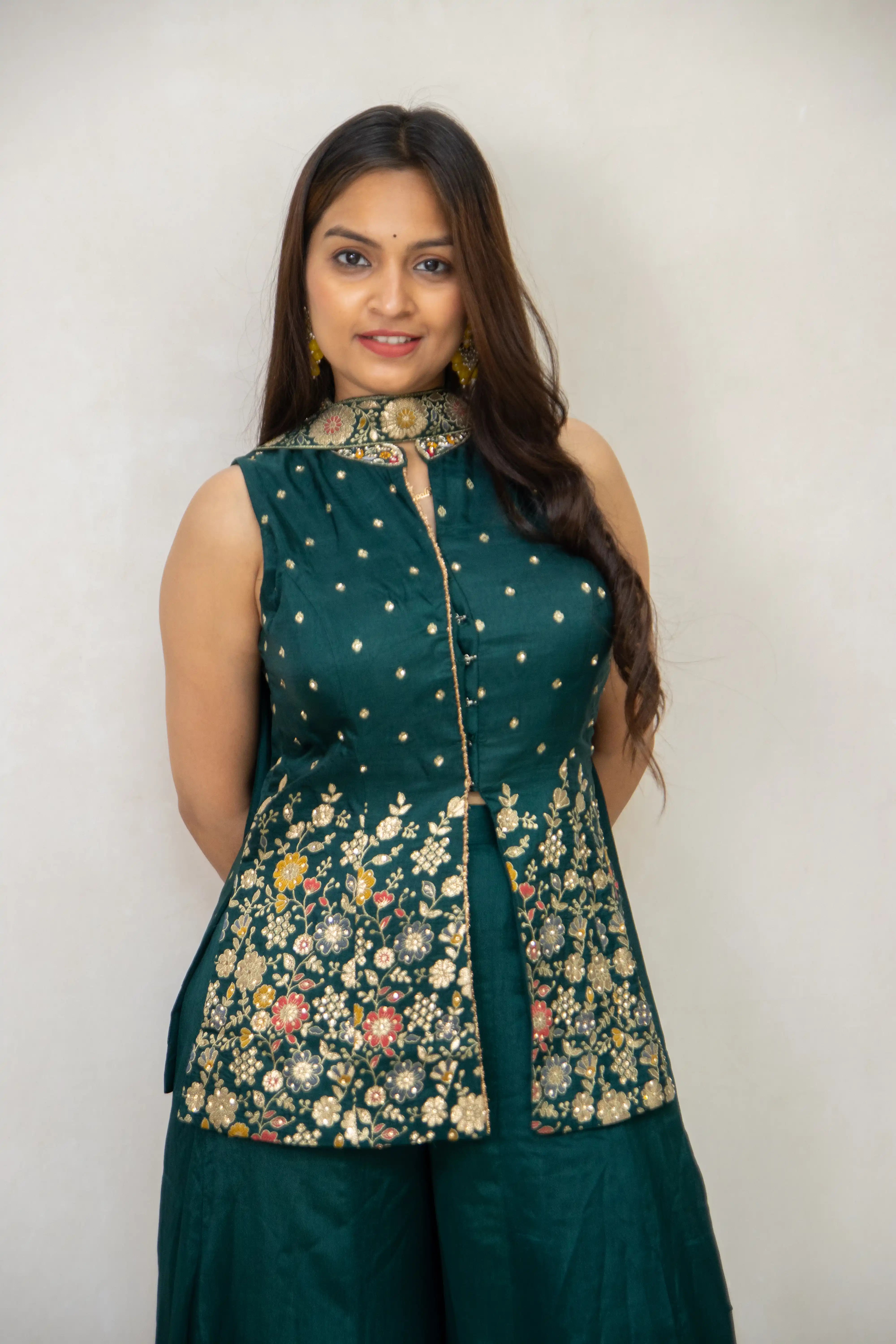 Green_Rutus_Cape_Style_Kurti_Palazzo