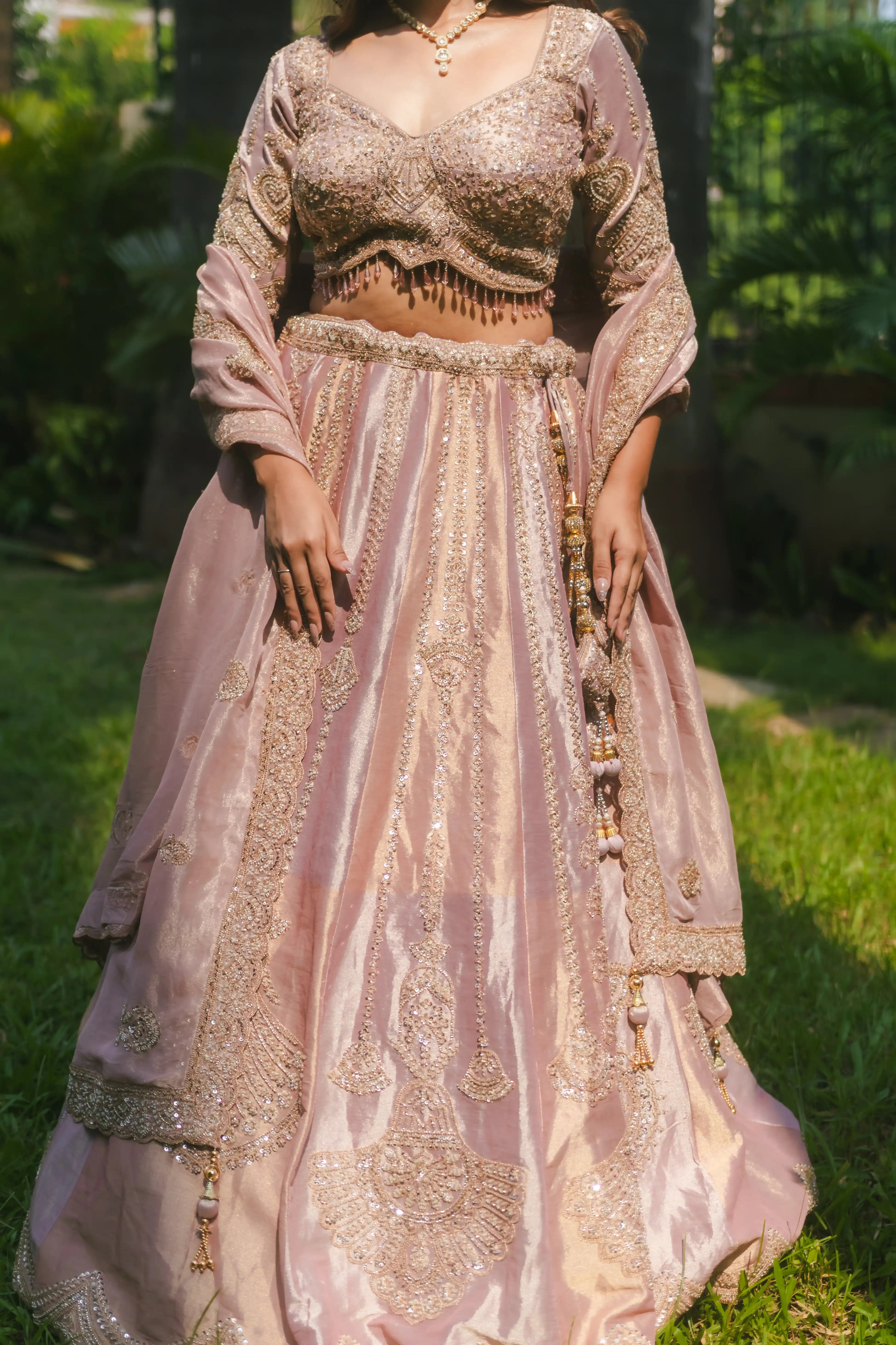 Pink Bridal Lehenga with Exquisite Embroidery