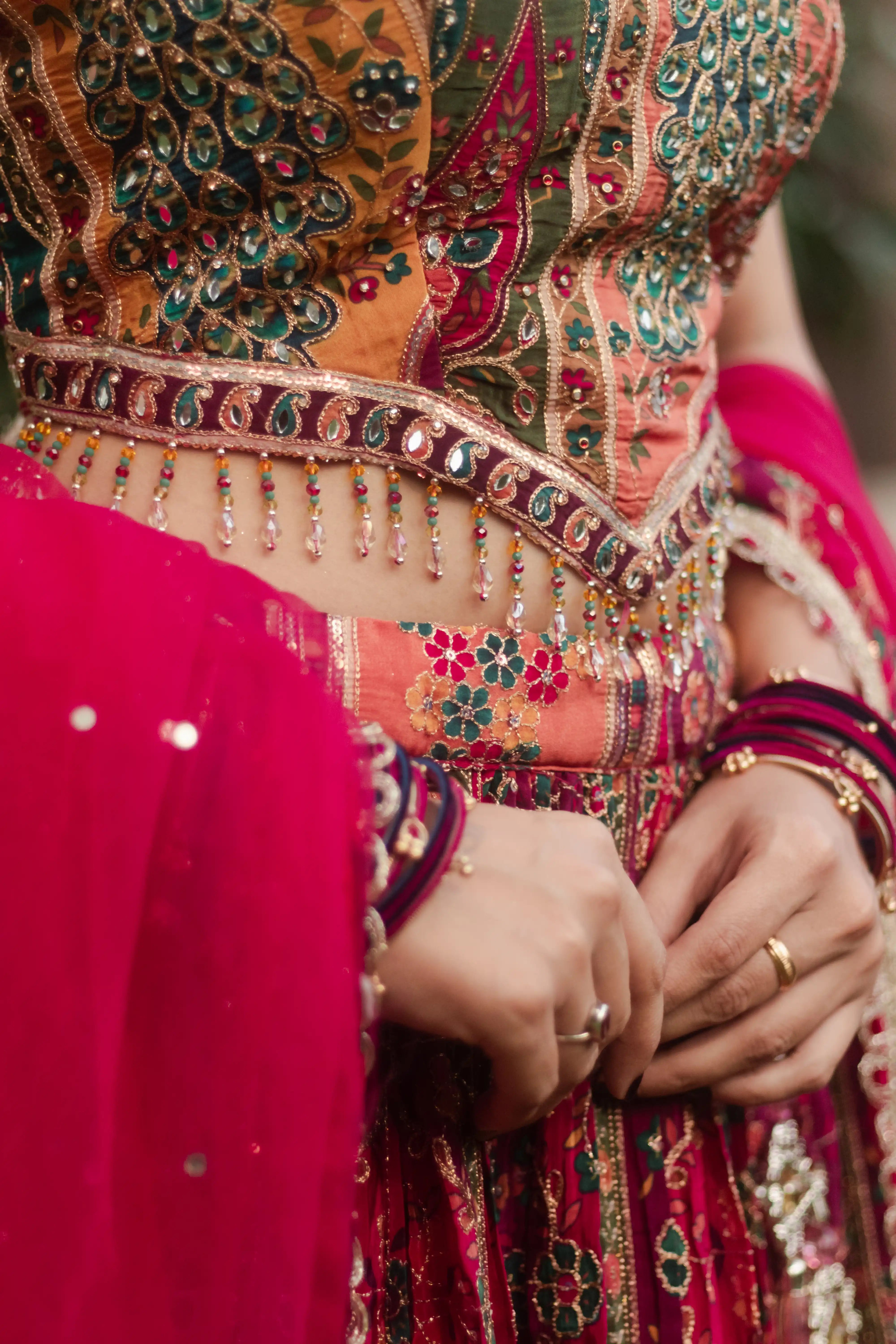 Multicolor Embroidered Choli Lehenga Set