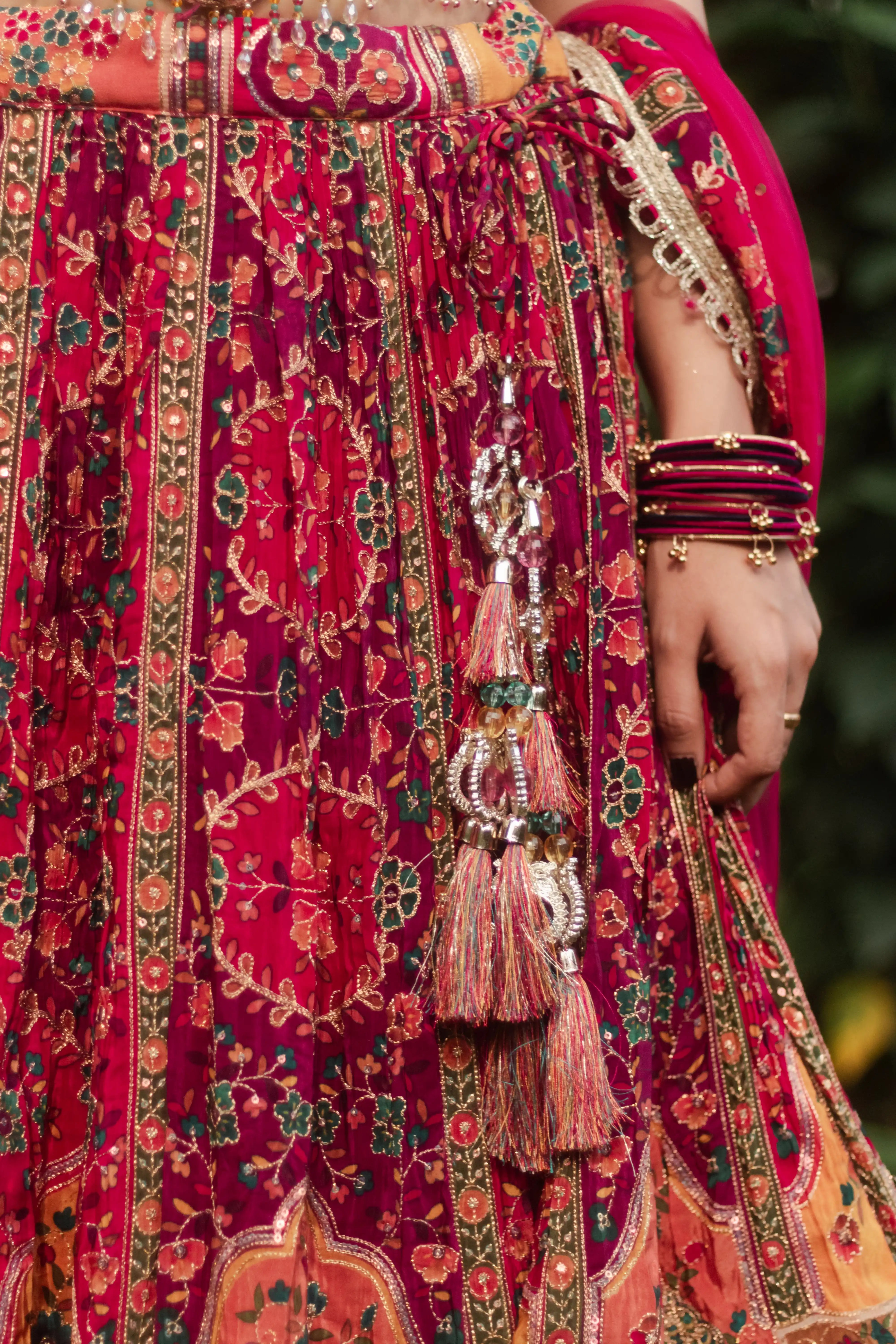 Multicolor Embroidered Choli Lehenga Set
