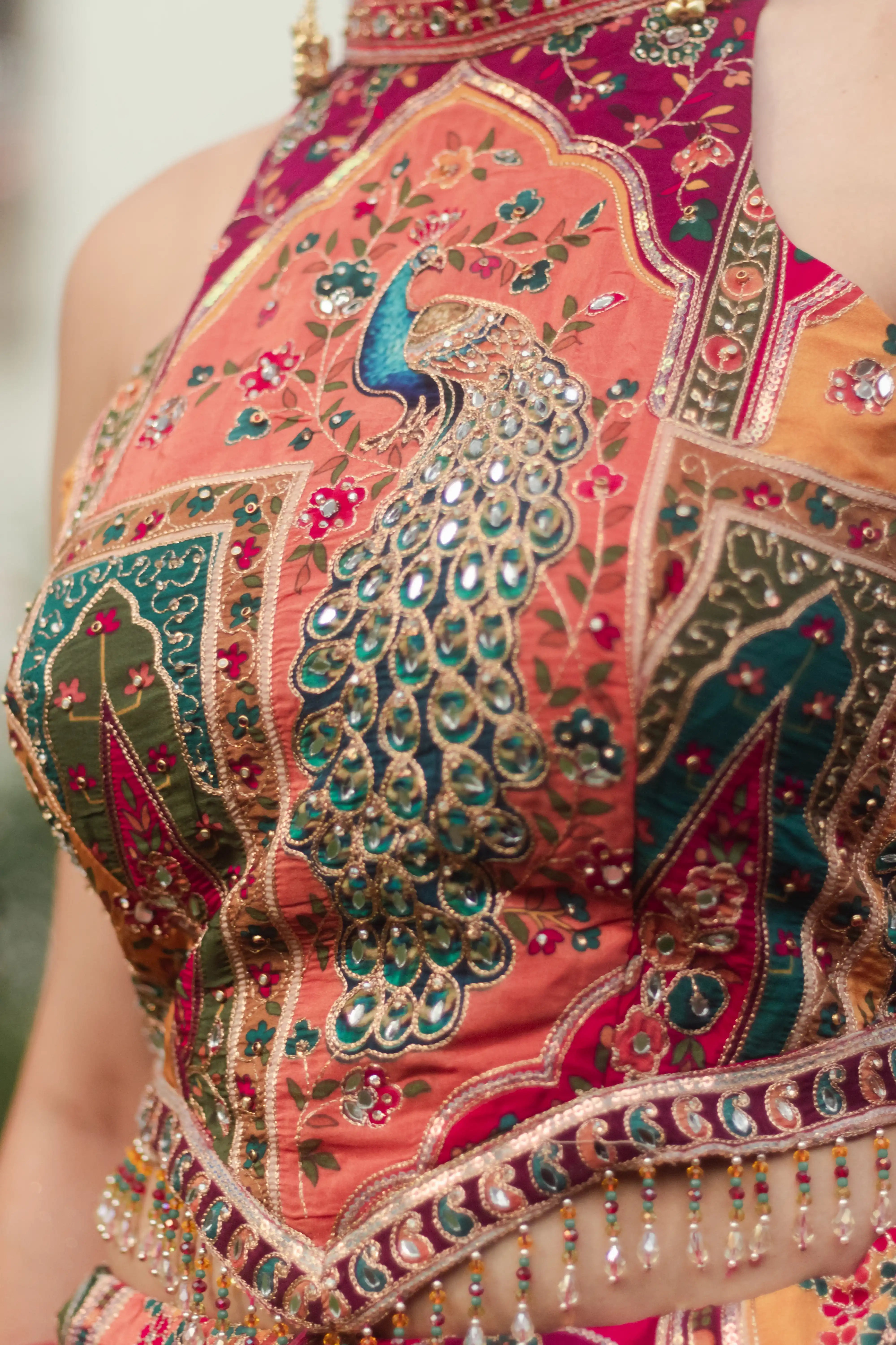 Multicolor Embroidered Choli Lehenga Set
