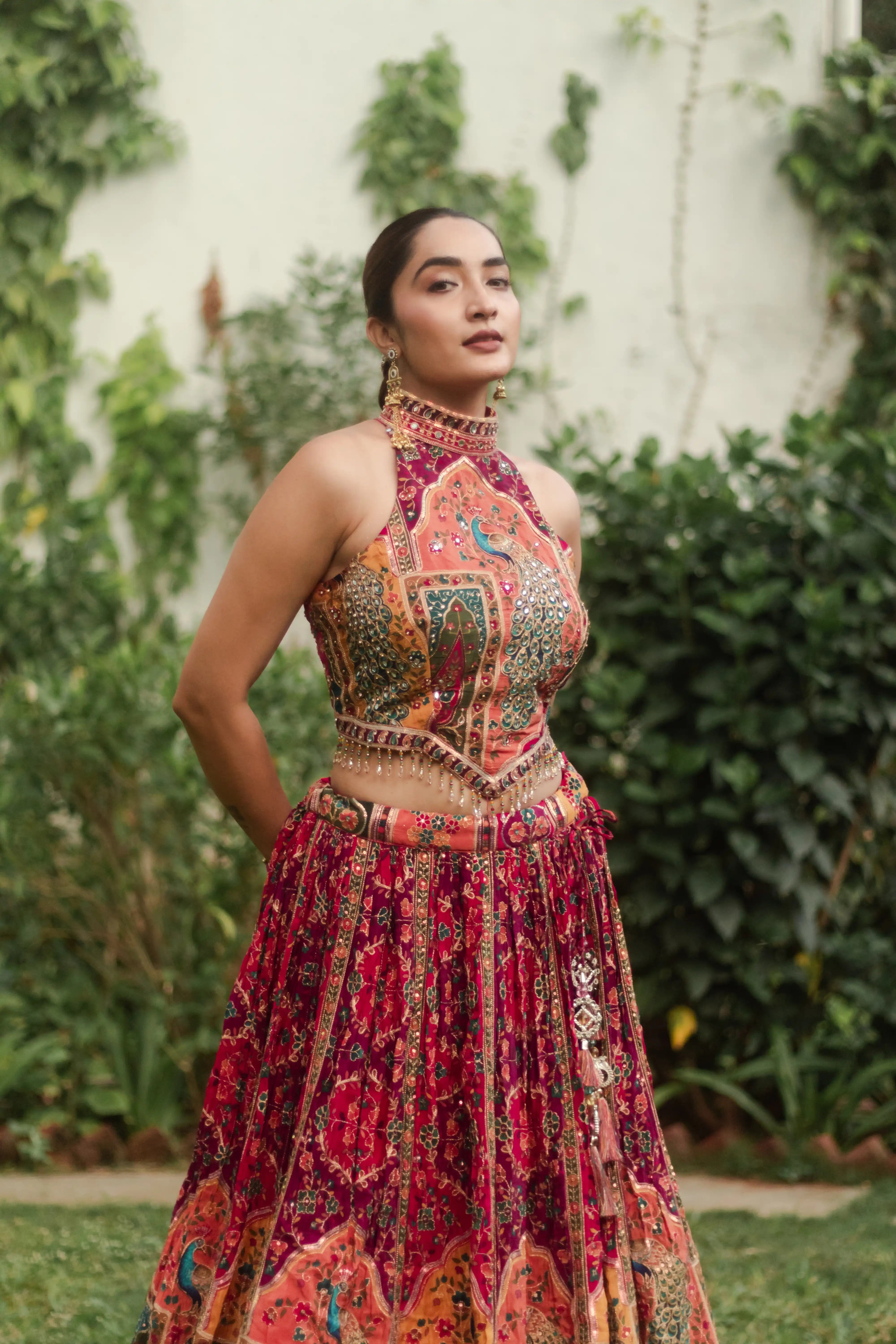 Multicolor Embroidered Choli Lehenga Set