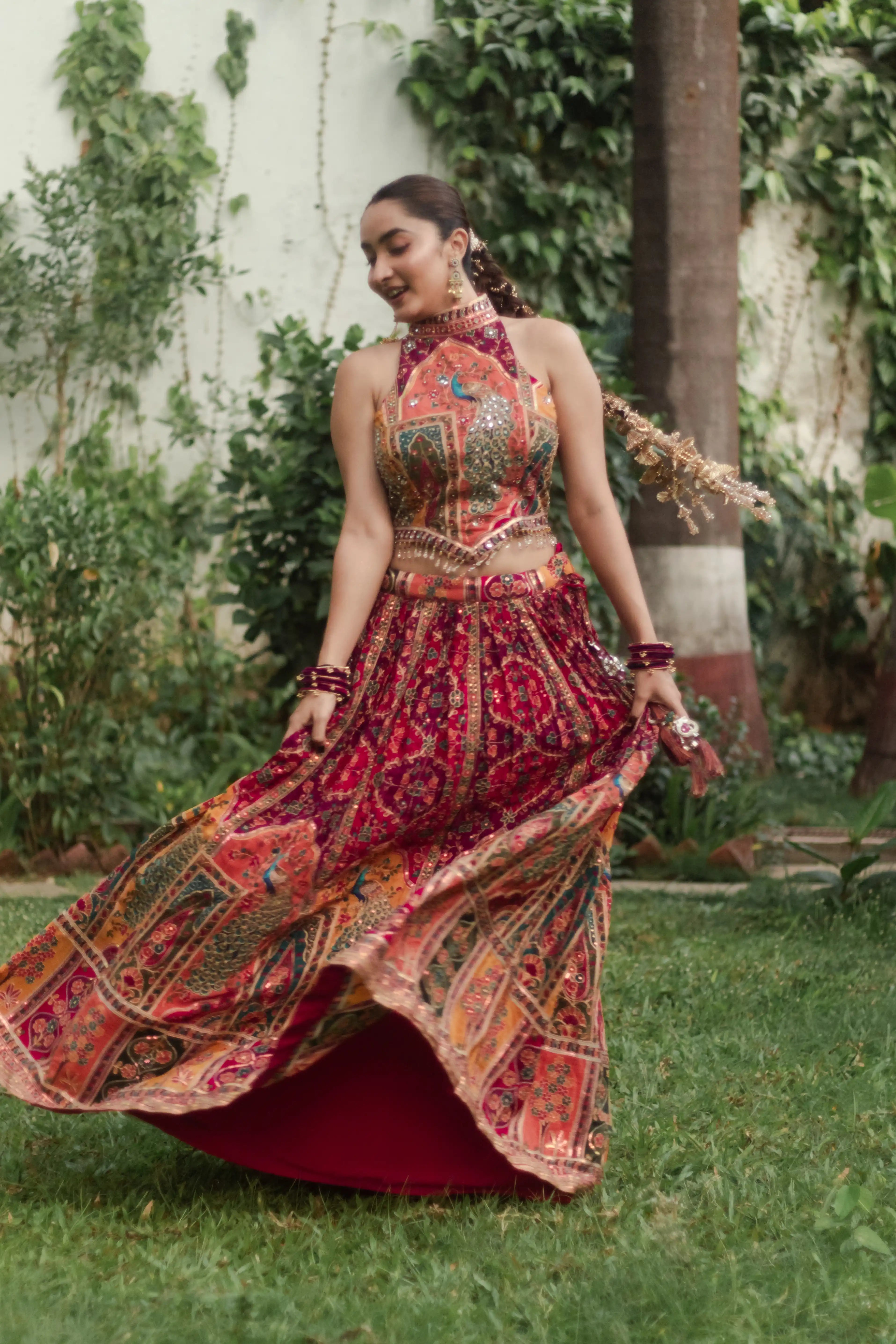 Multicolor Embroidered Choli Lehenga Set