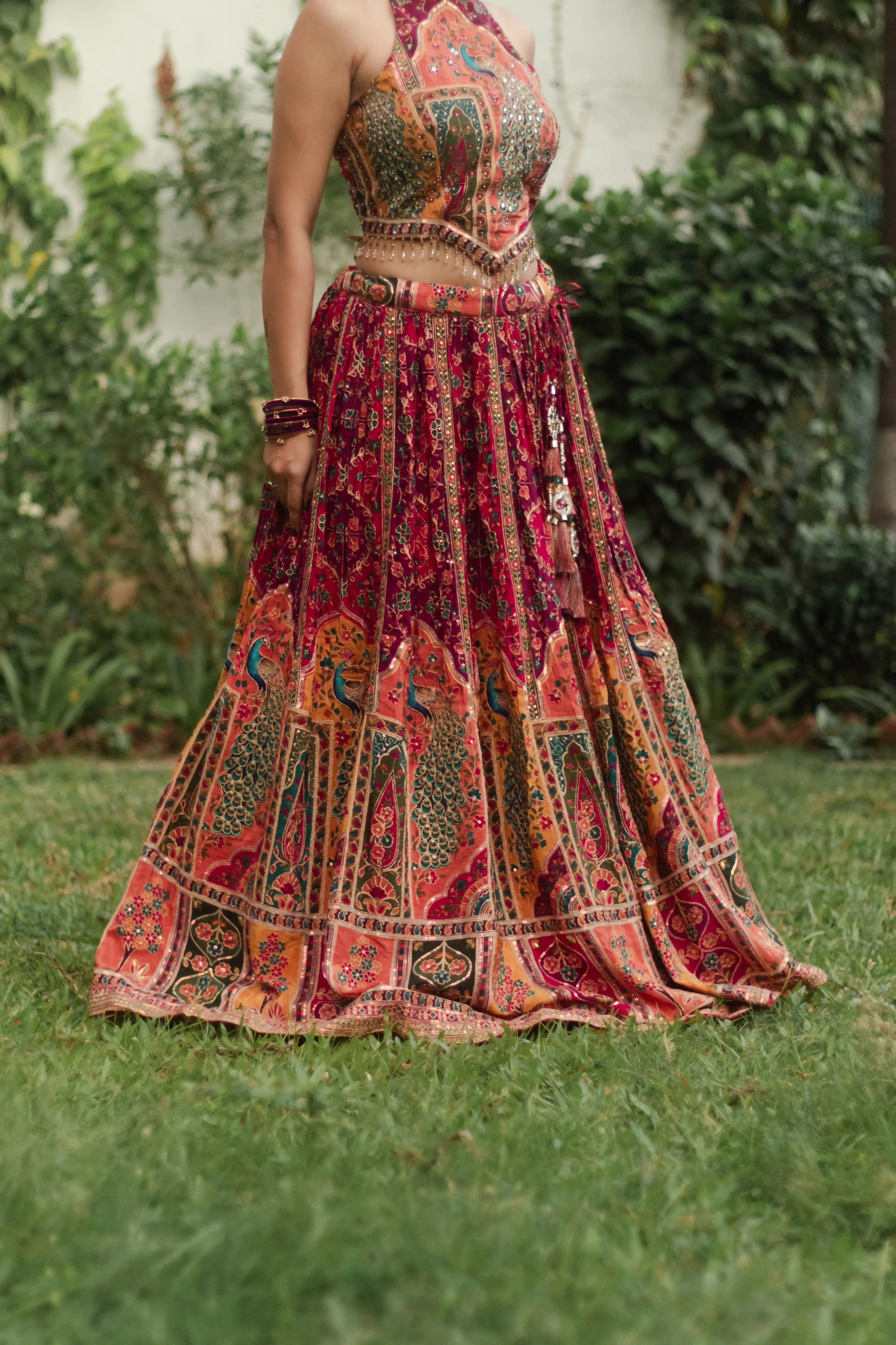 Multicolor Embroidered Choli Lehenga Set