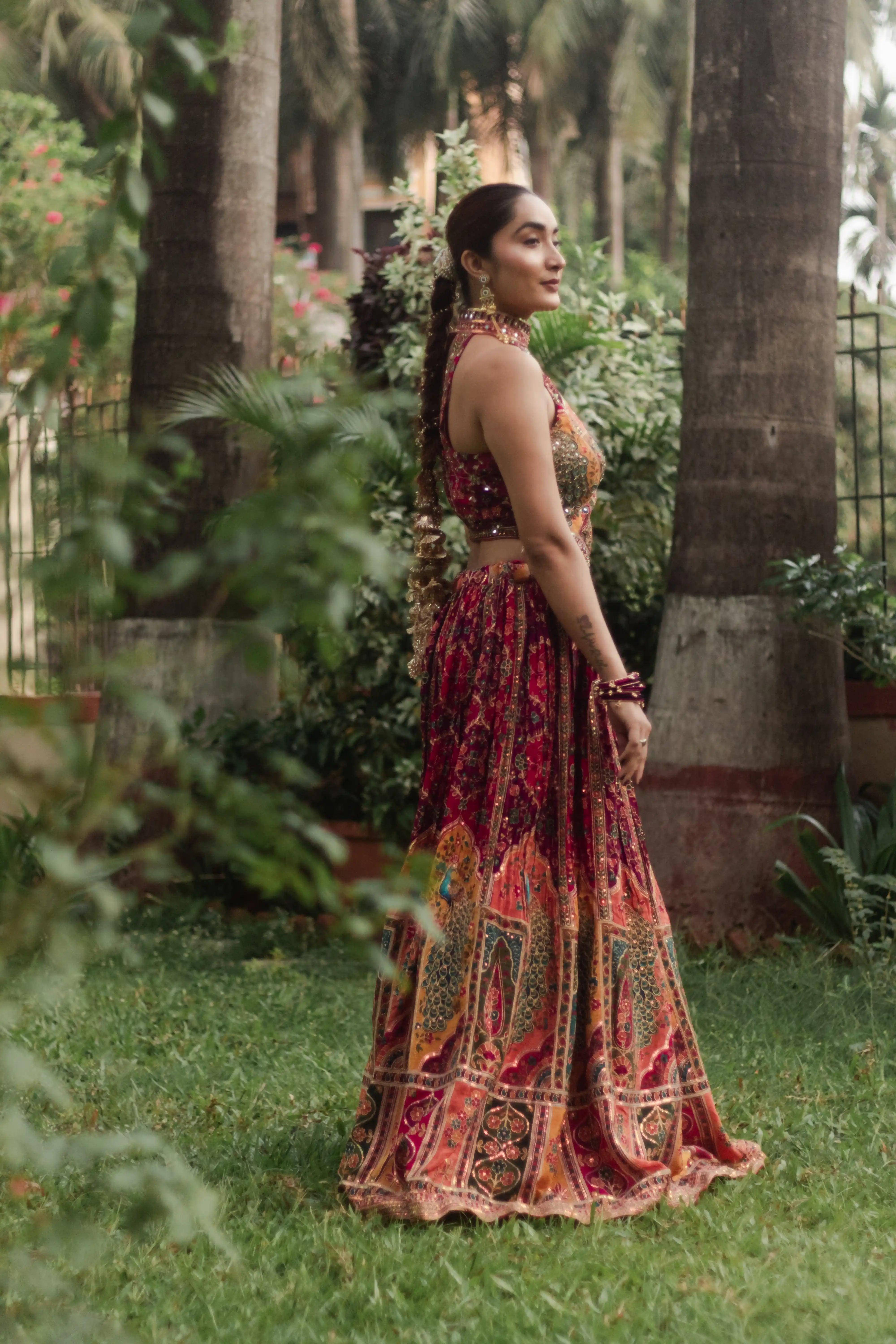 Multicolor Embroidered Choli Lehenga Set