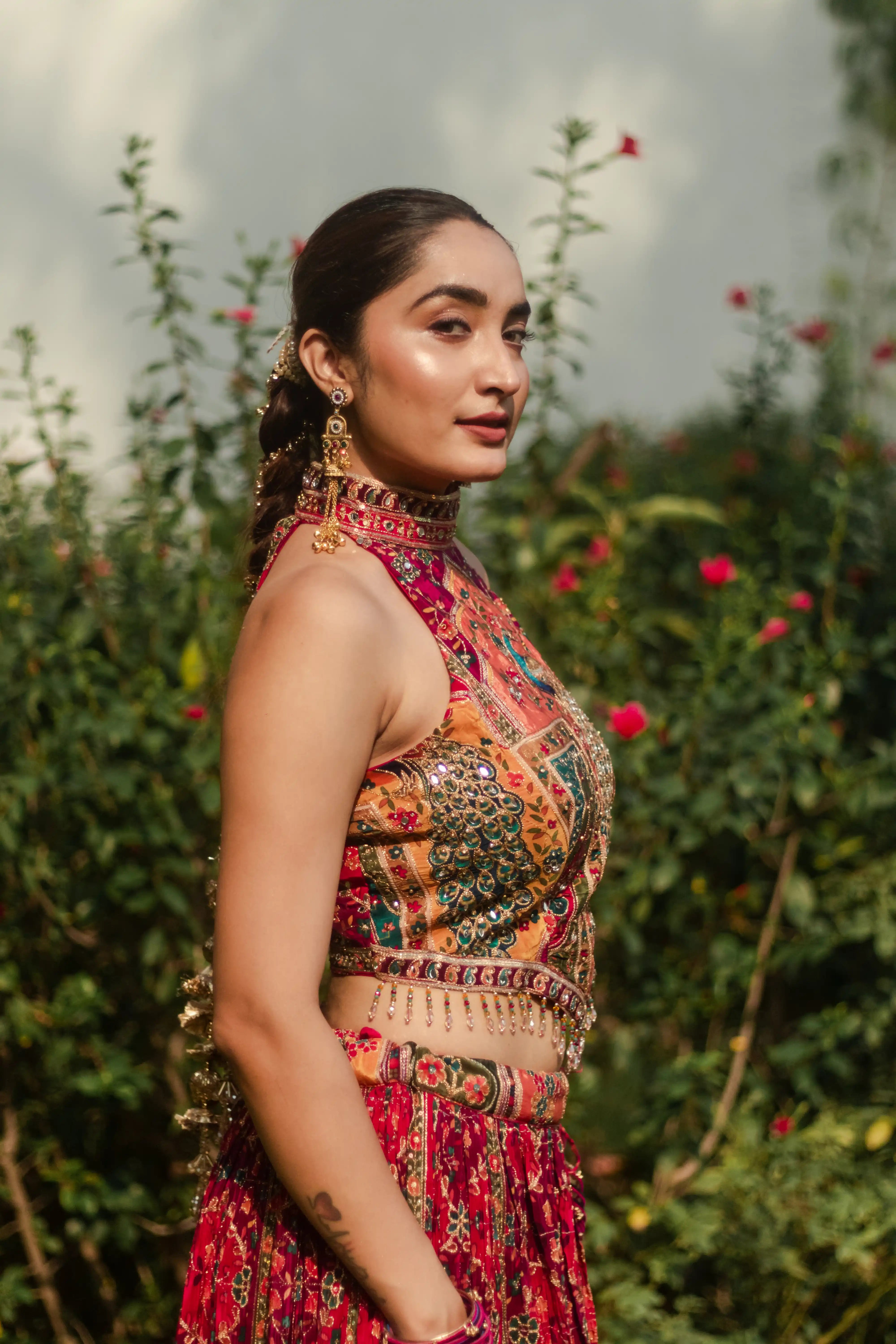 Multicolor Embroidered Choli Lehenga Set