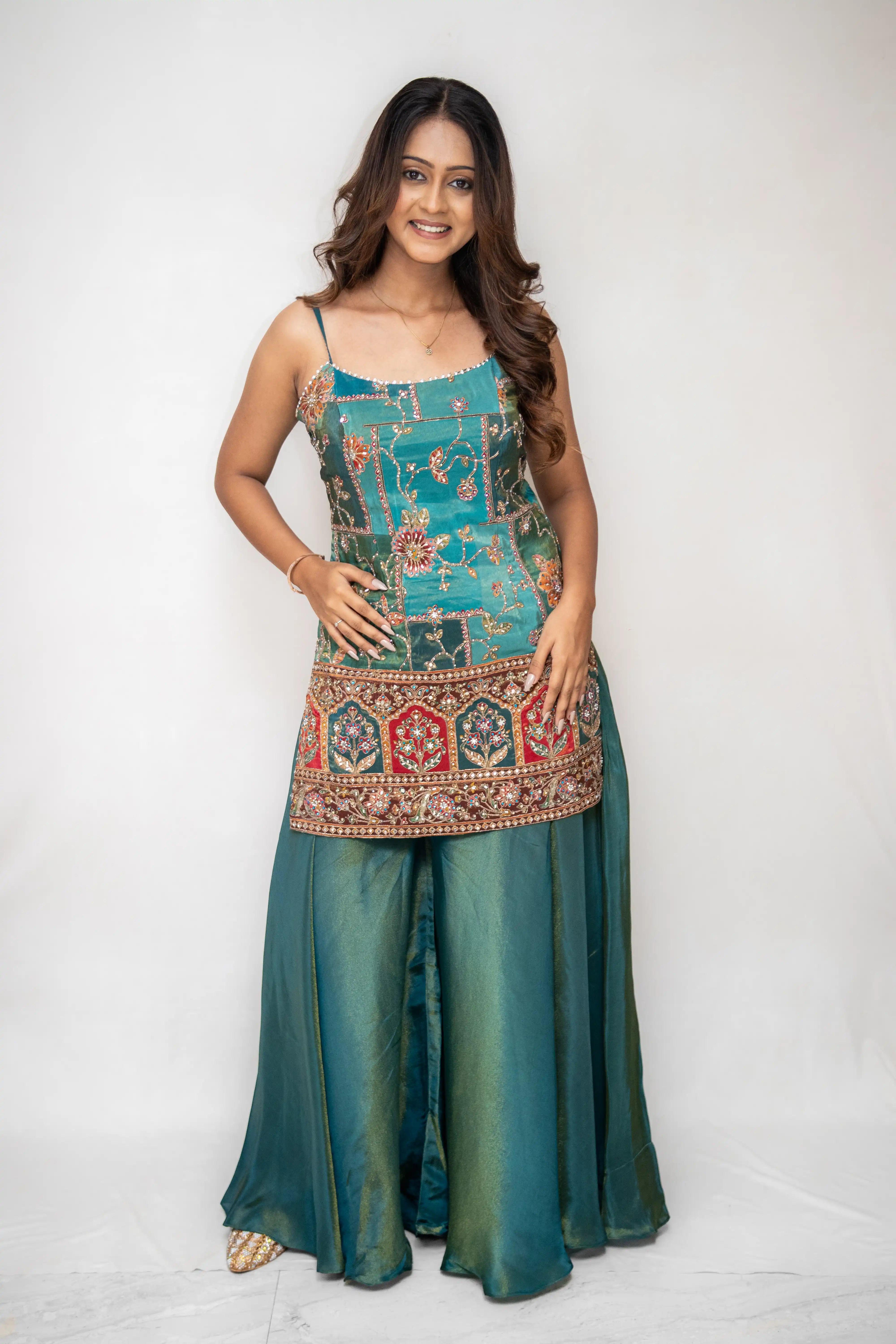 Rama green Embroidered Palazzo Suit Set