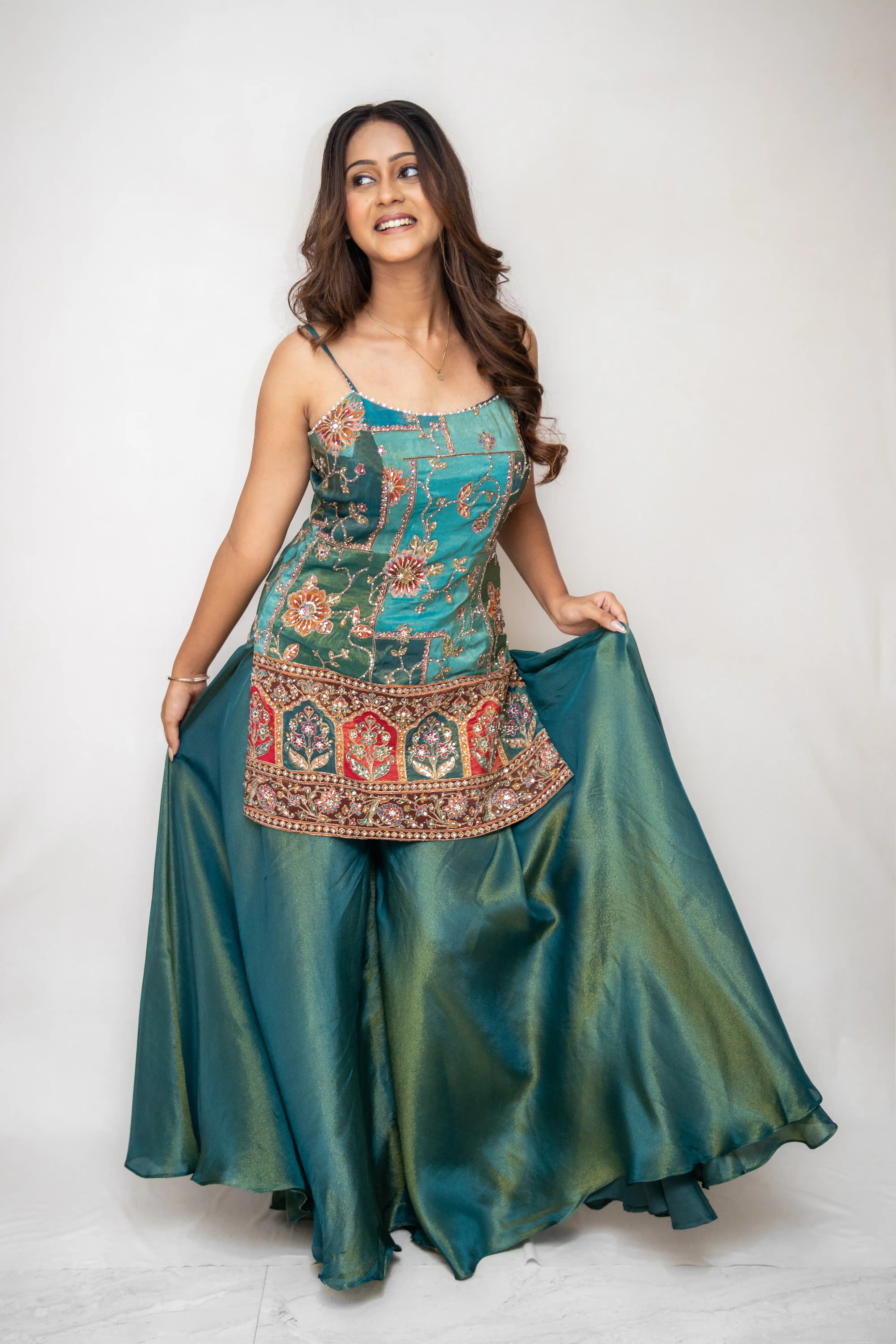 Rama green Embroidered Palazzo Suit Set