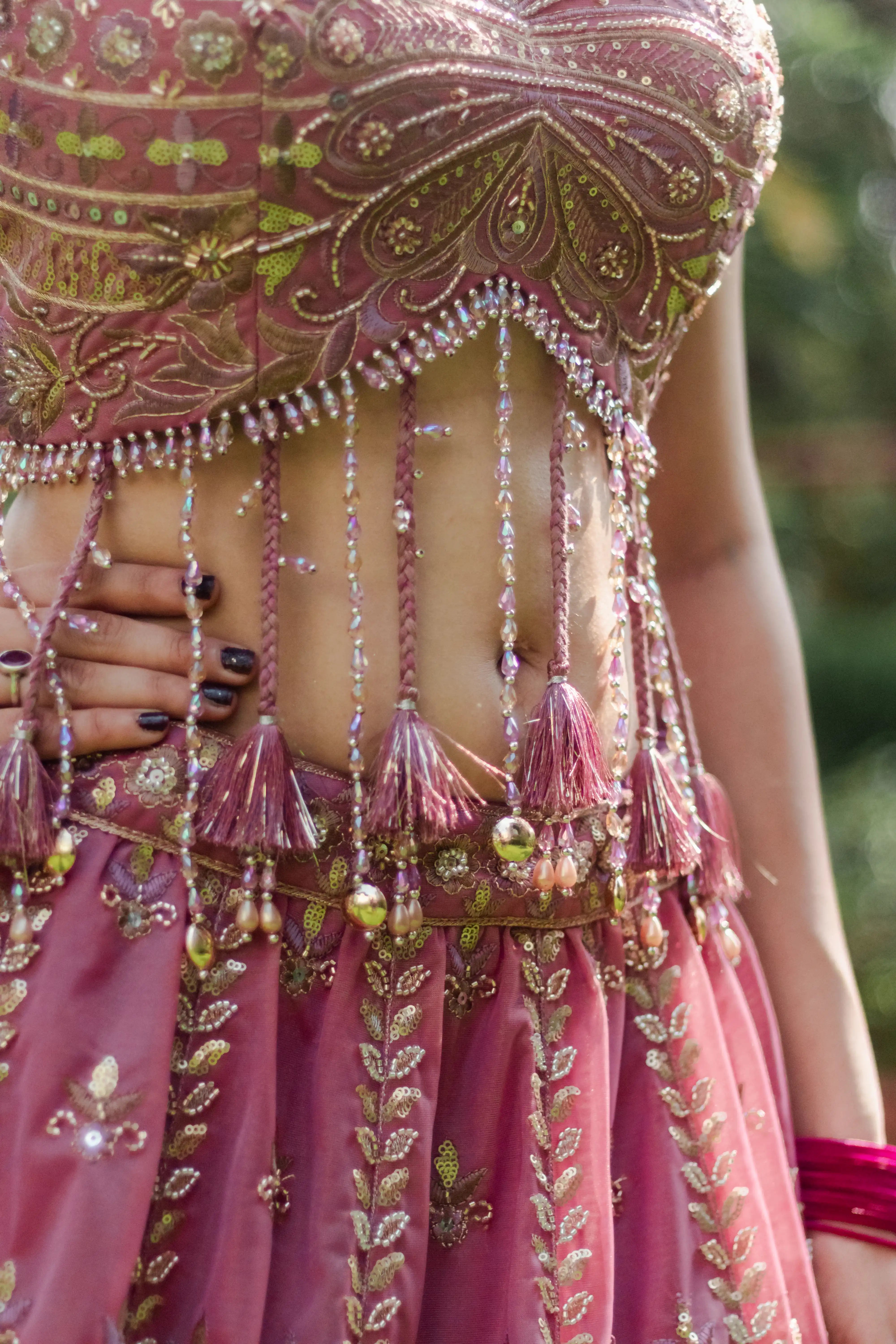 Pink Embroidered Choli Lehenga Set