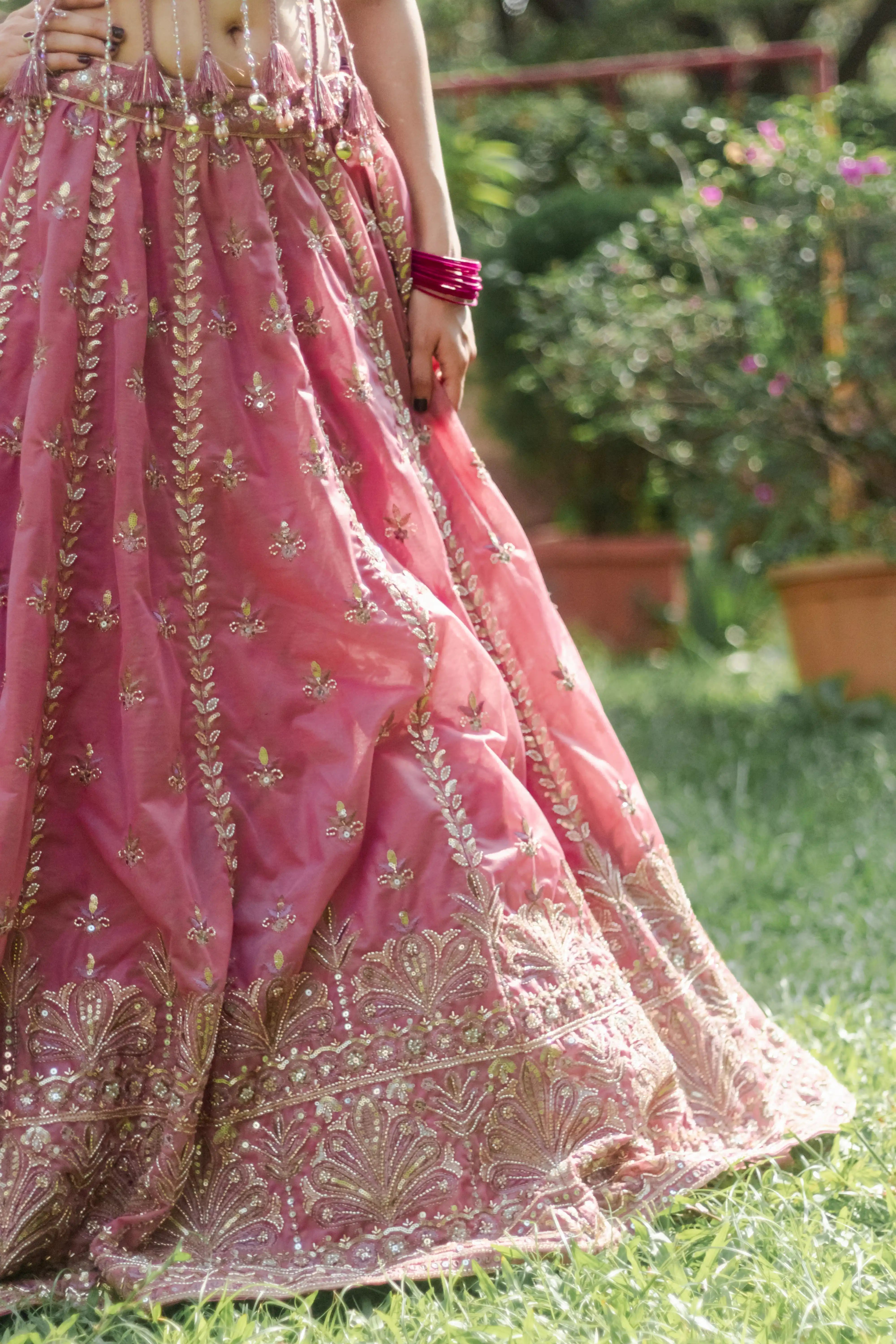 Pink Embroidered Choli Lehenga Set