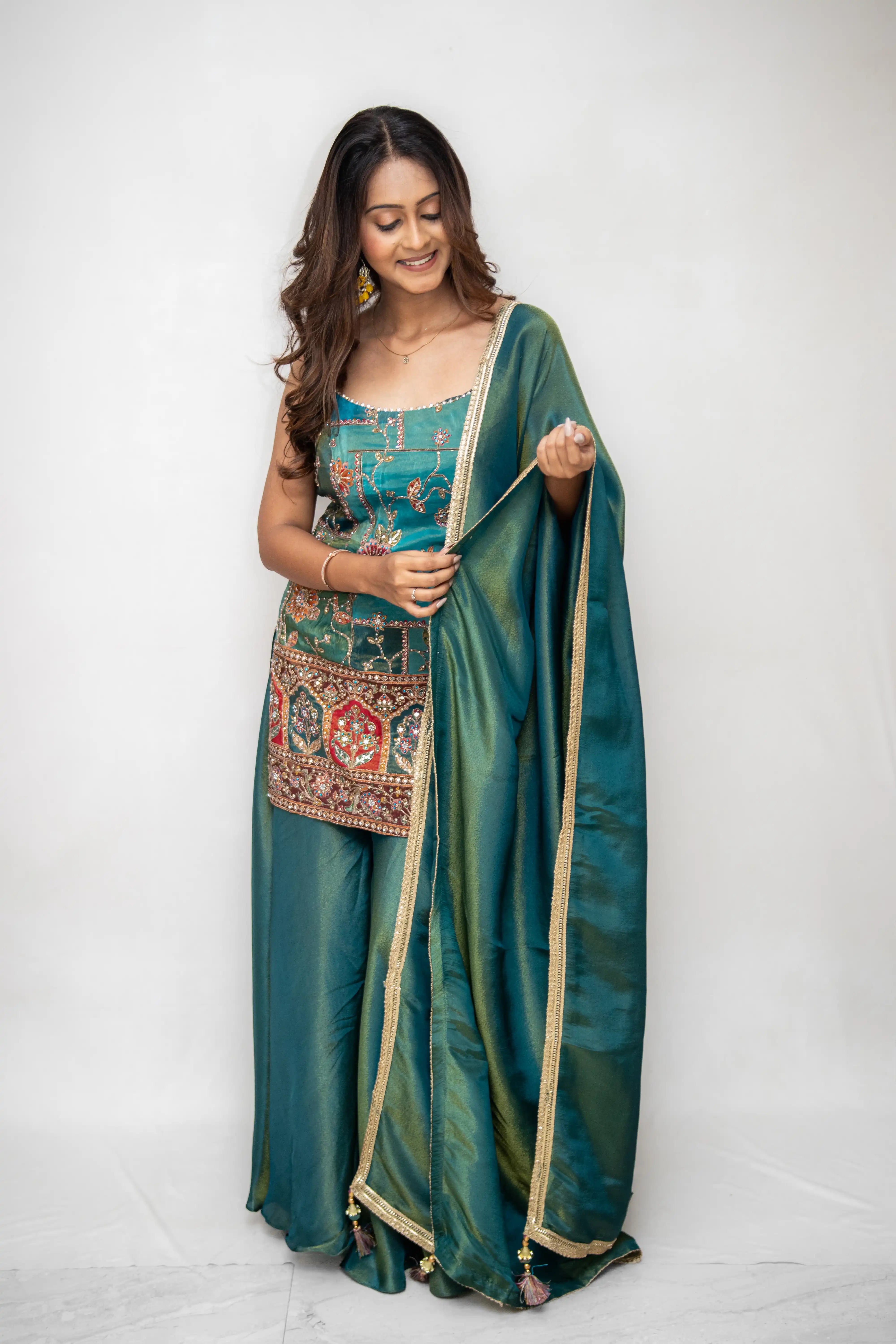 Rama green Embroidered Palazzo Suit Set