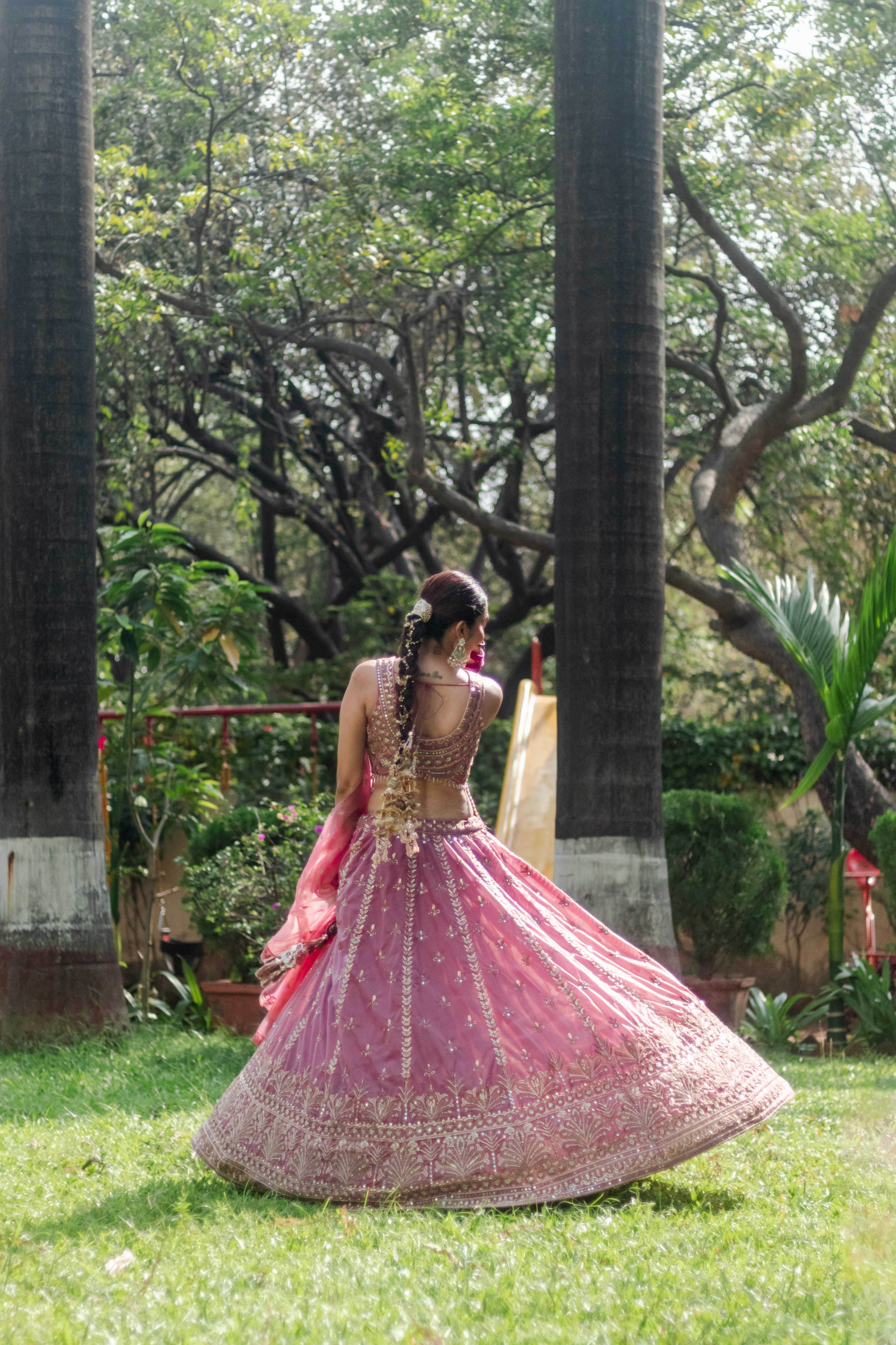 Pink Embroidered Choli Lehenga Set