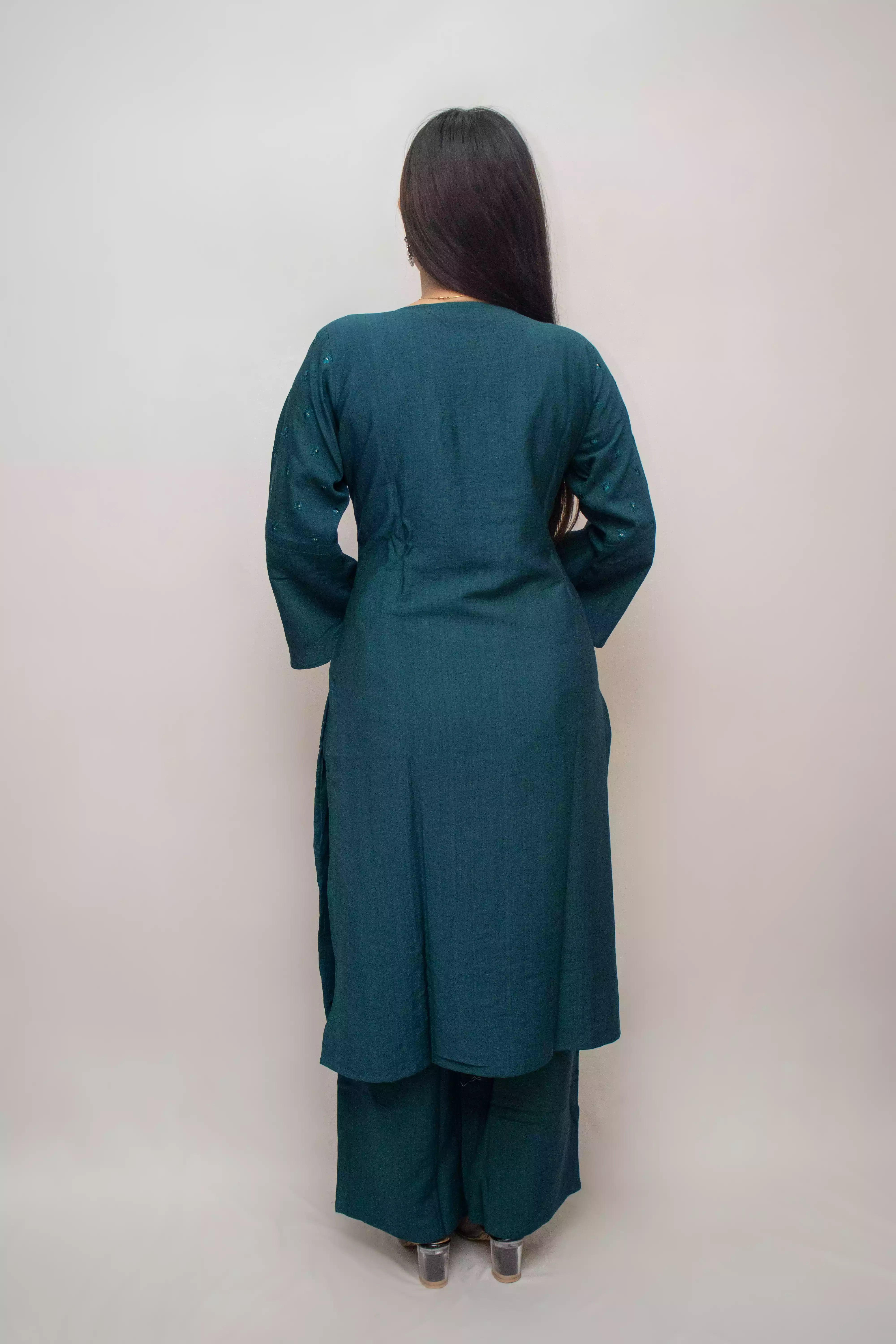 Silk Elegance – Straight Kurti with Pant Set