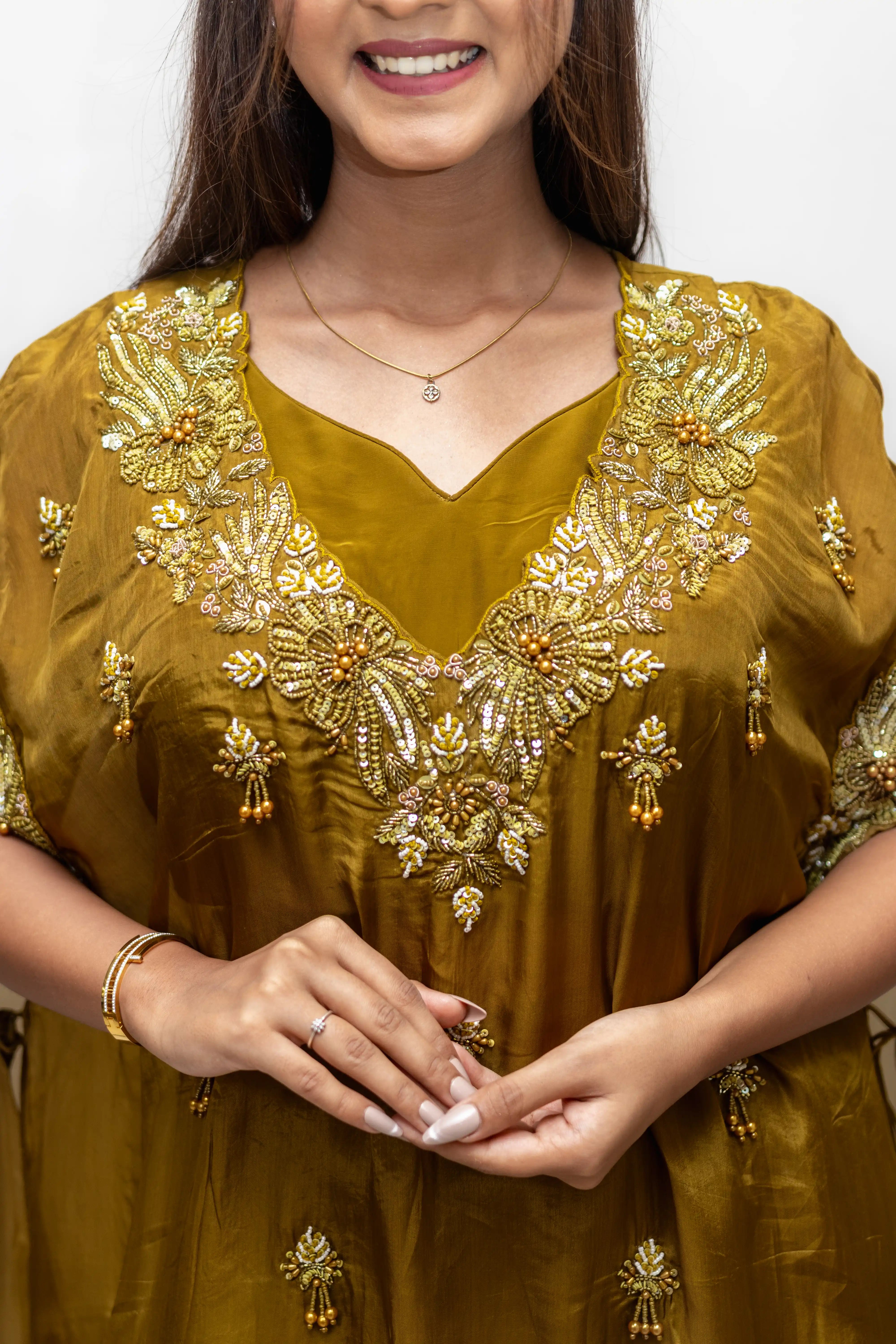 Mehndi Green Embroidered Palazzo Suit Set