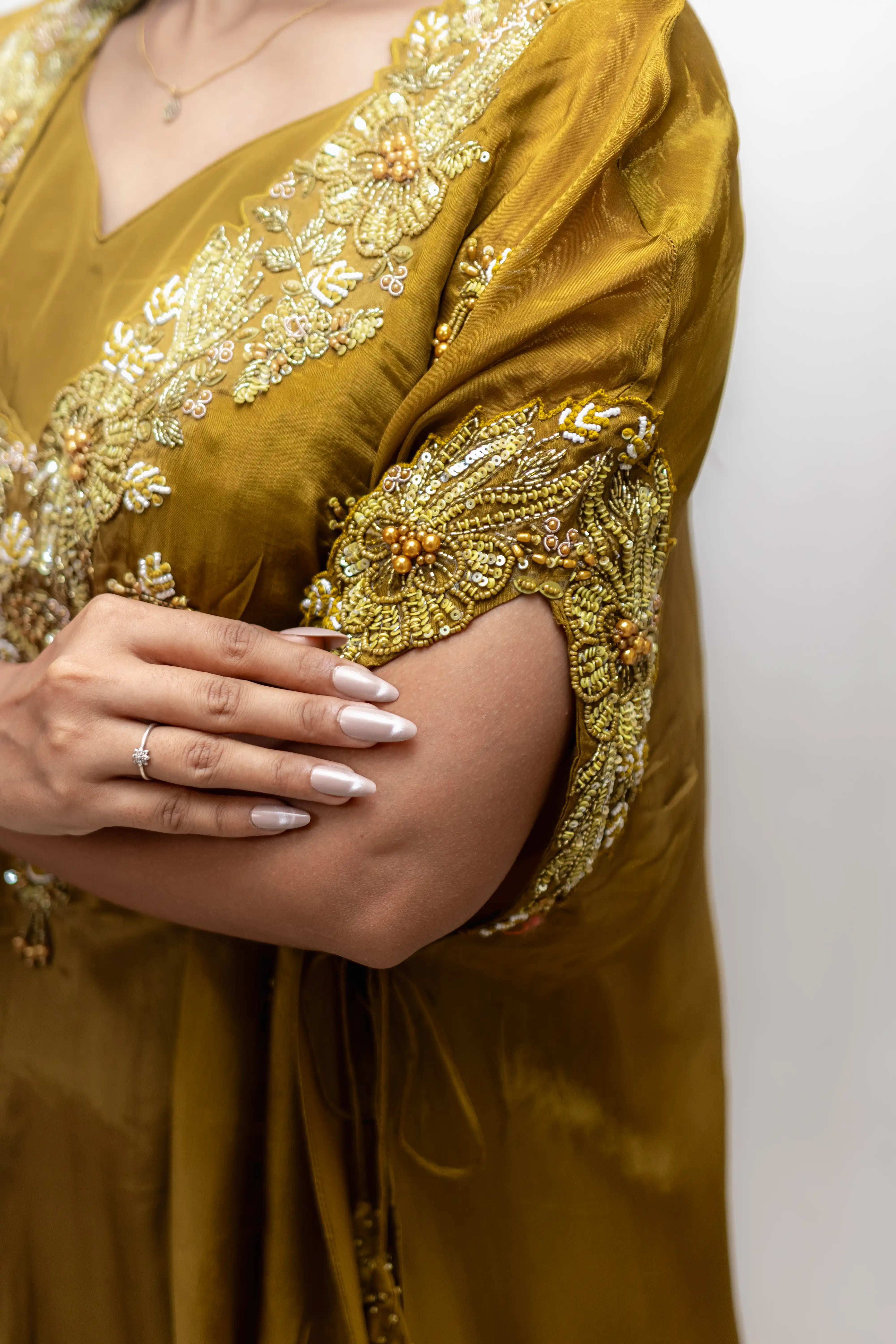 Mehndi Green Embroidered Palazzo Suit Set
