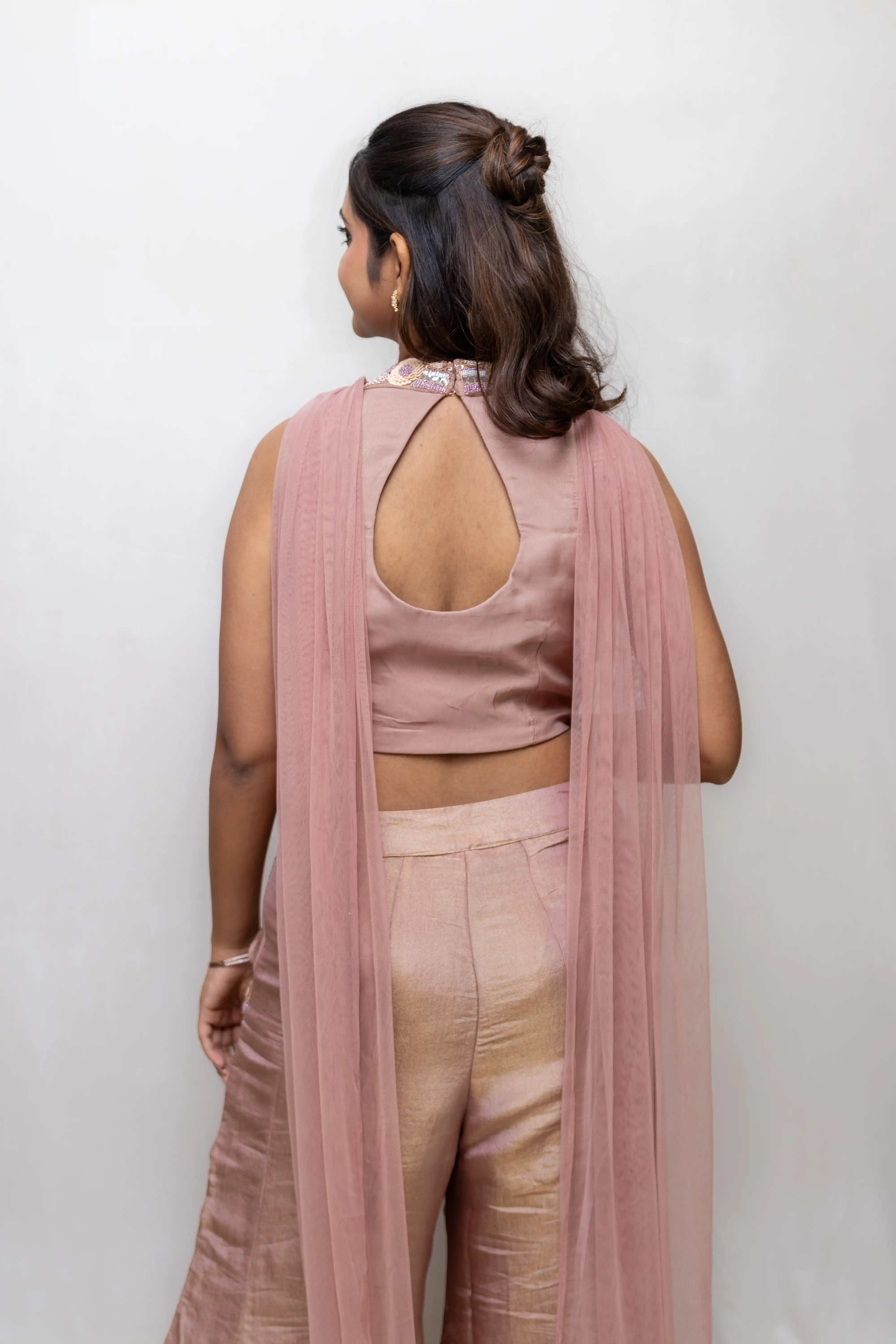 Onion Pink Embroidered Palazzo Suit Set