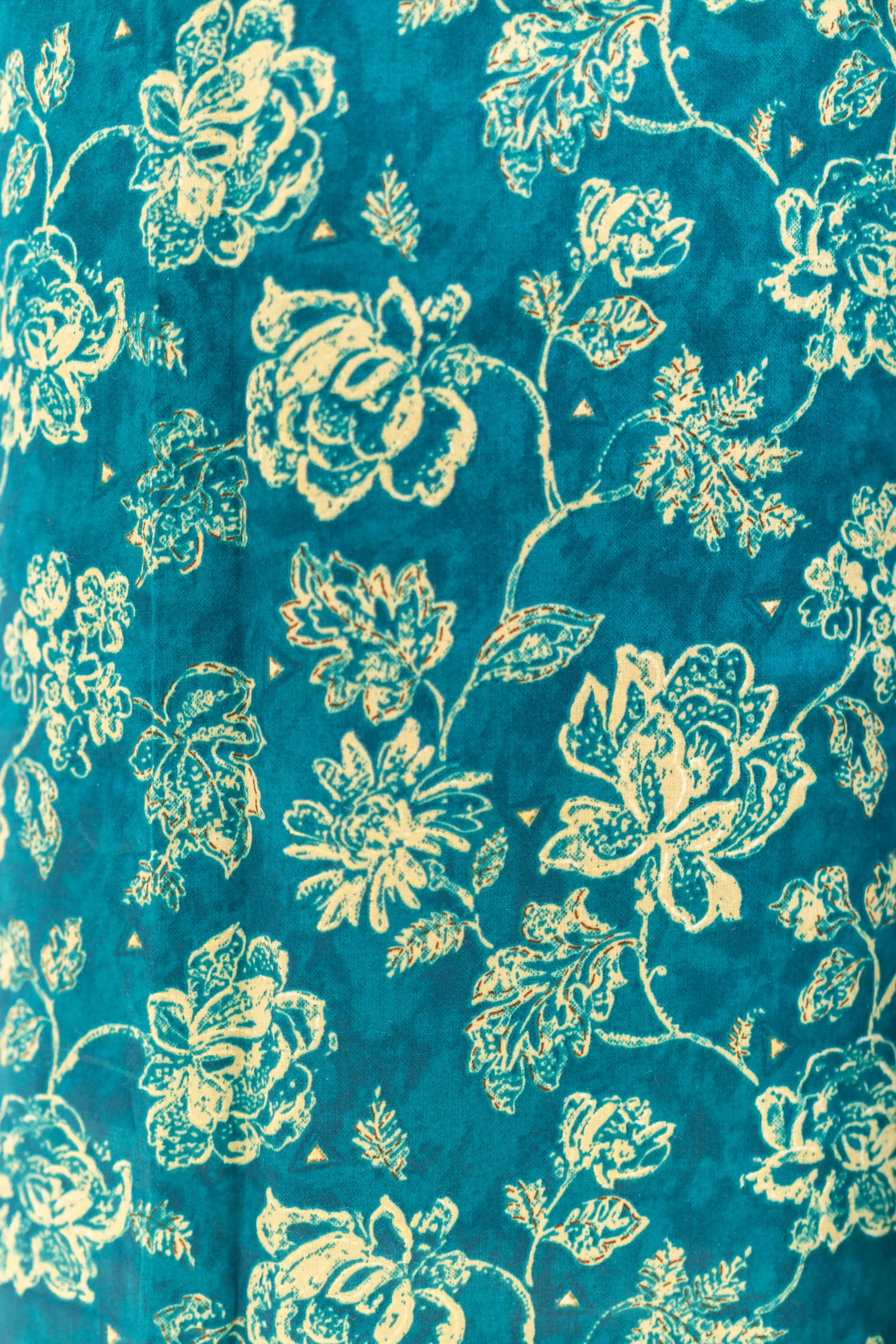 Teal Blue Floral Printed Dress Material