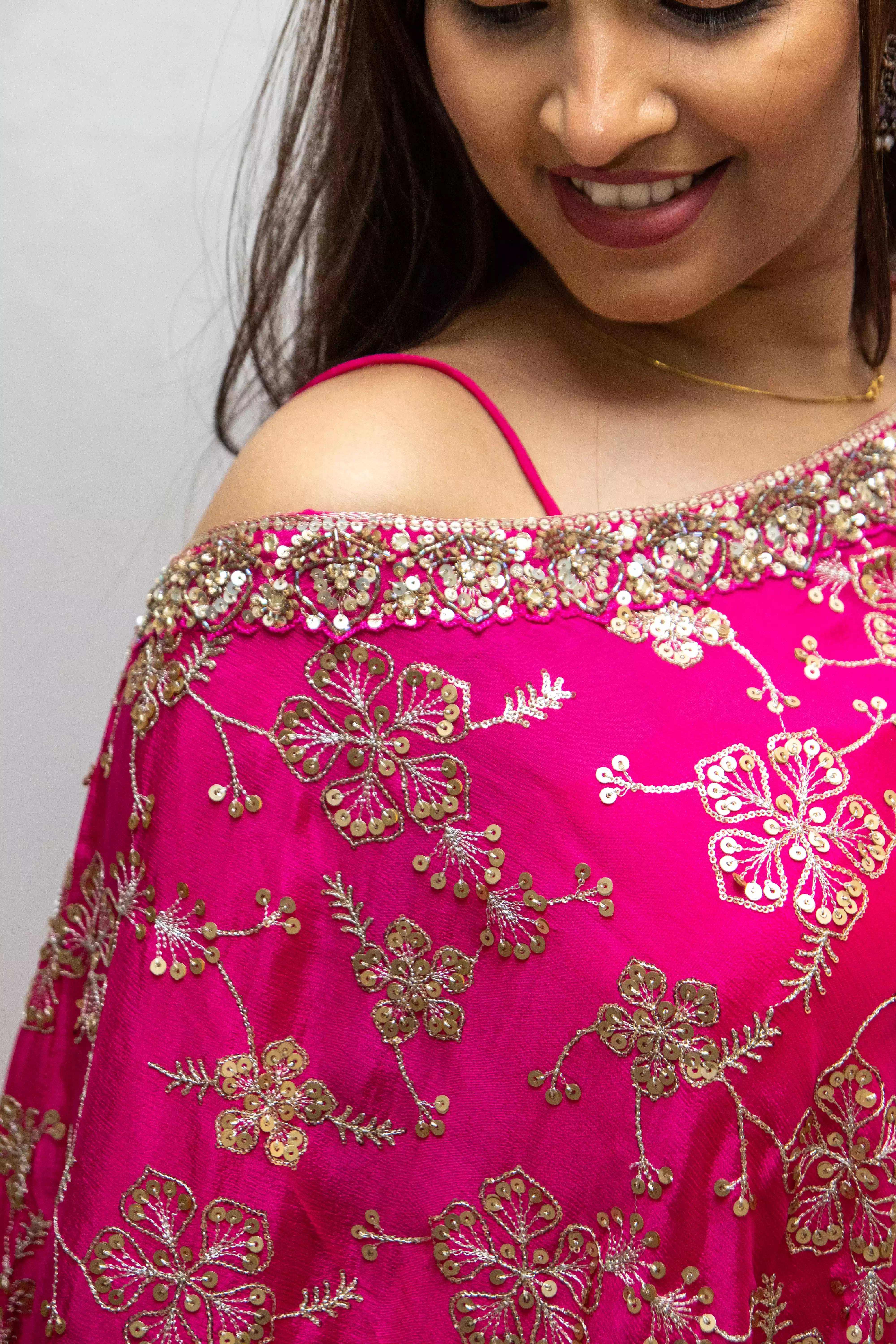 Pink Chion Silk Palazzo Suit with Manchin Work