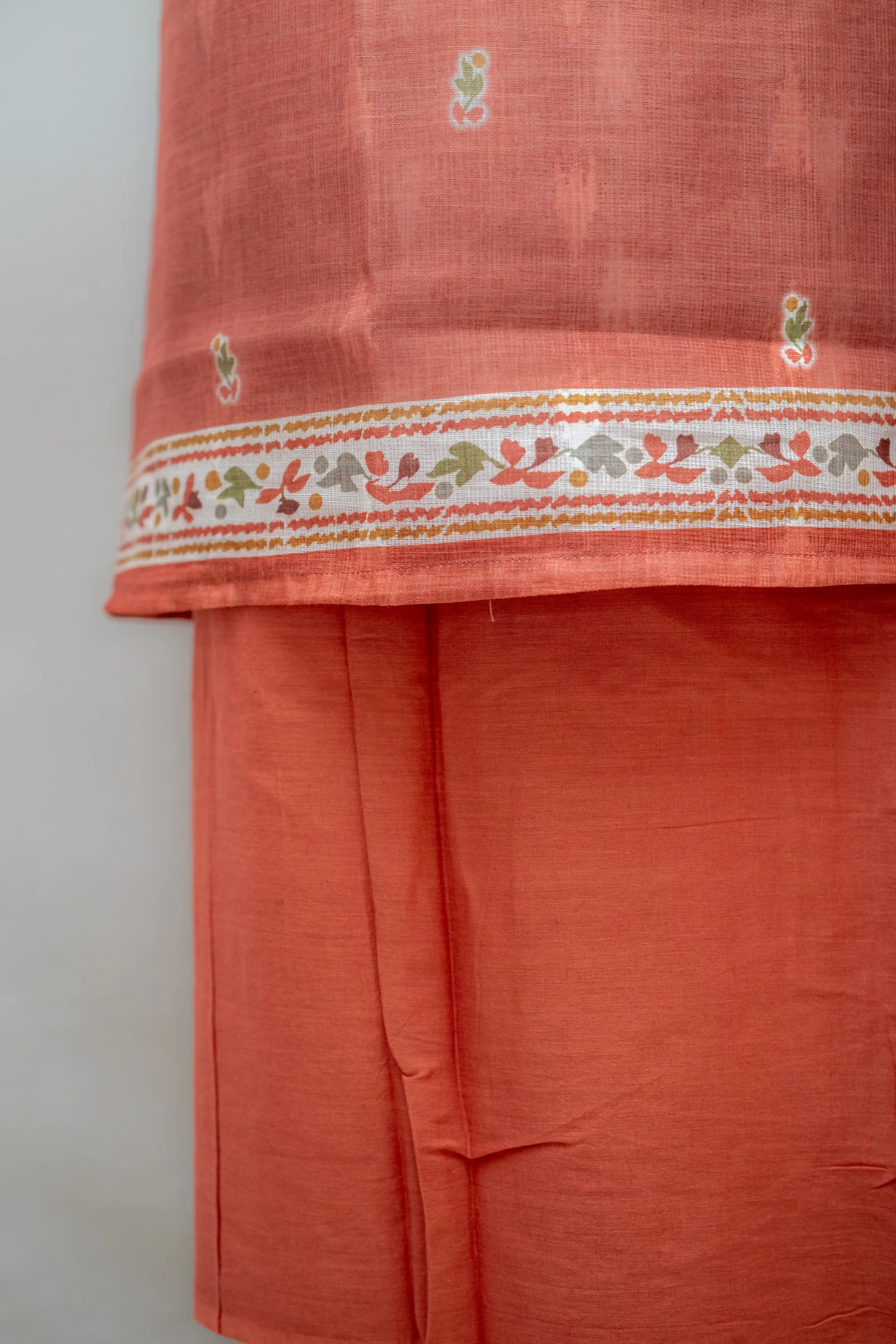 Rust Hand Block Printed Cotton Dress Material