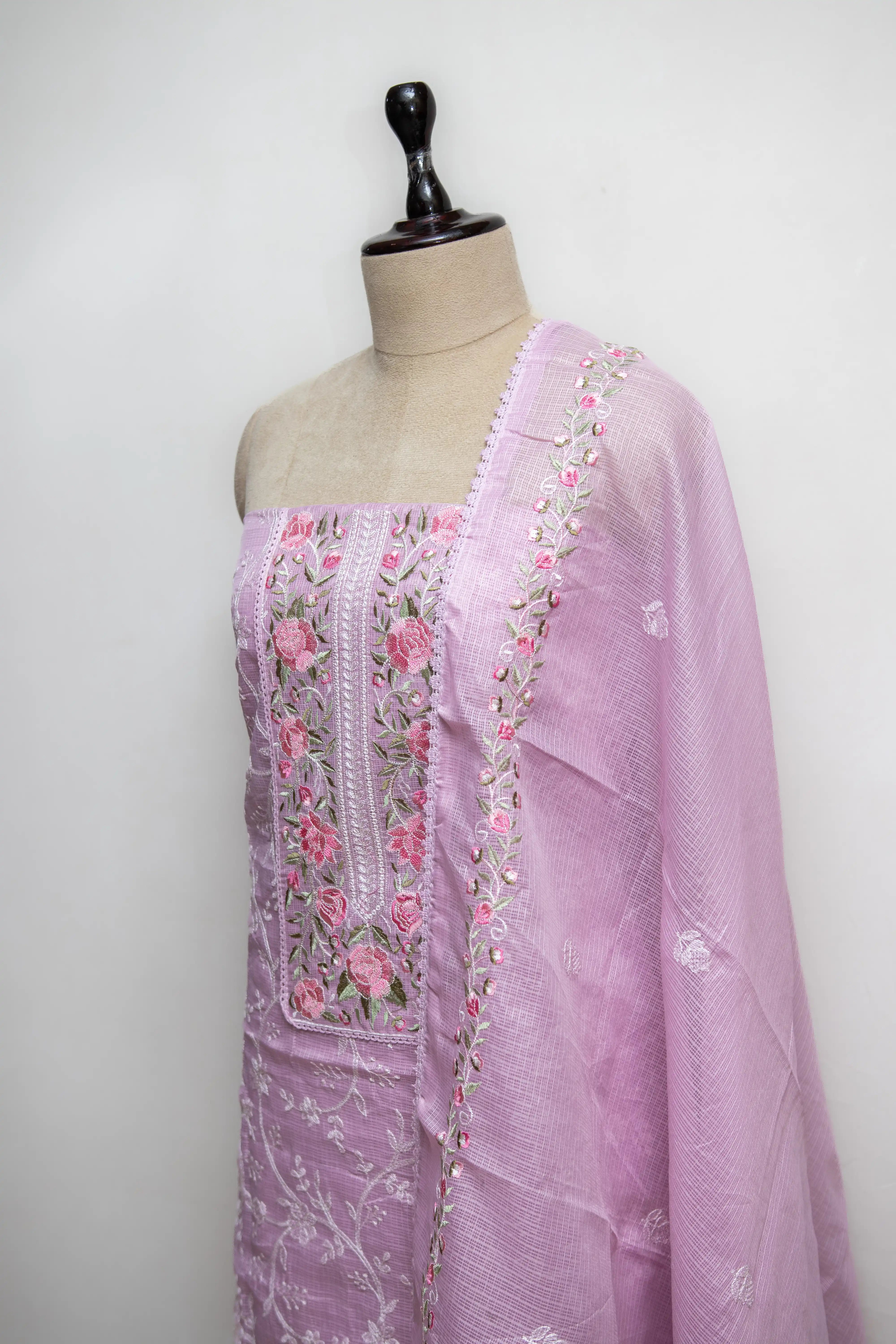 Baby Pink Hand Block Printed Cotton Dress Material