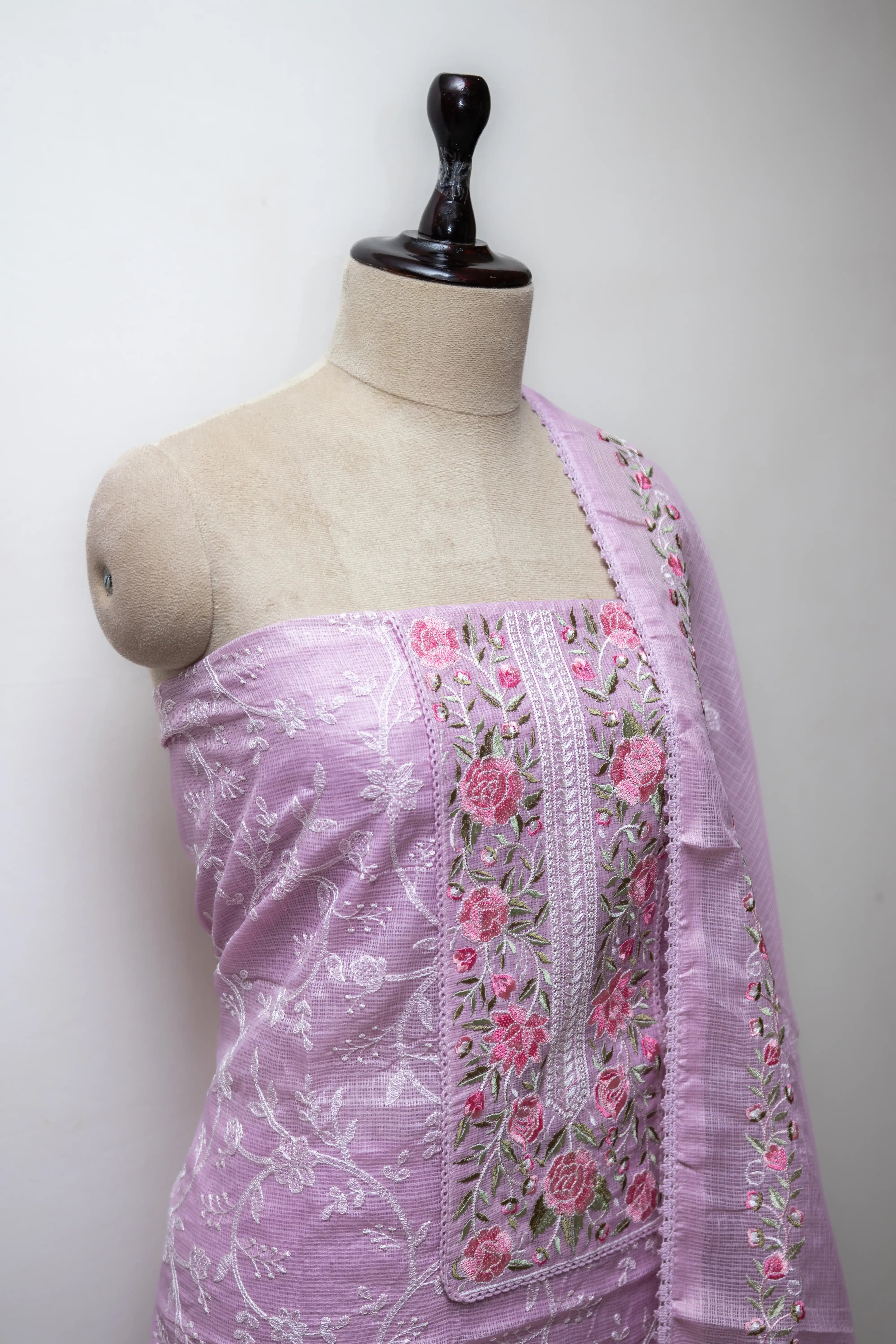 Baby Pink Hand Block Printed Cotton Dress Material