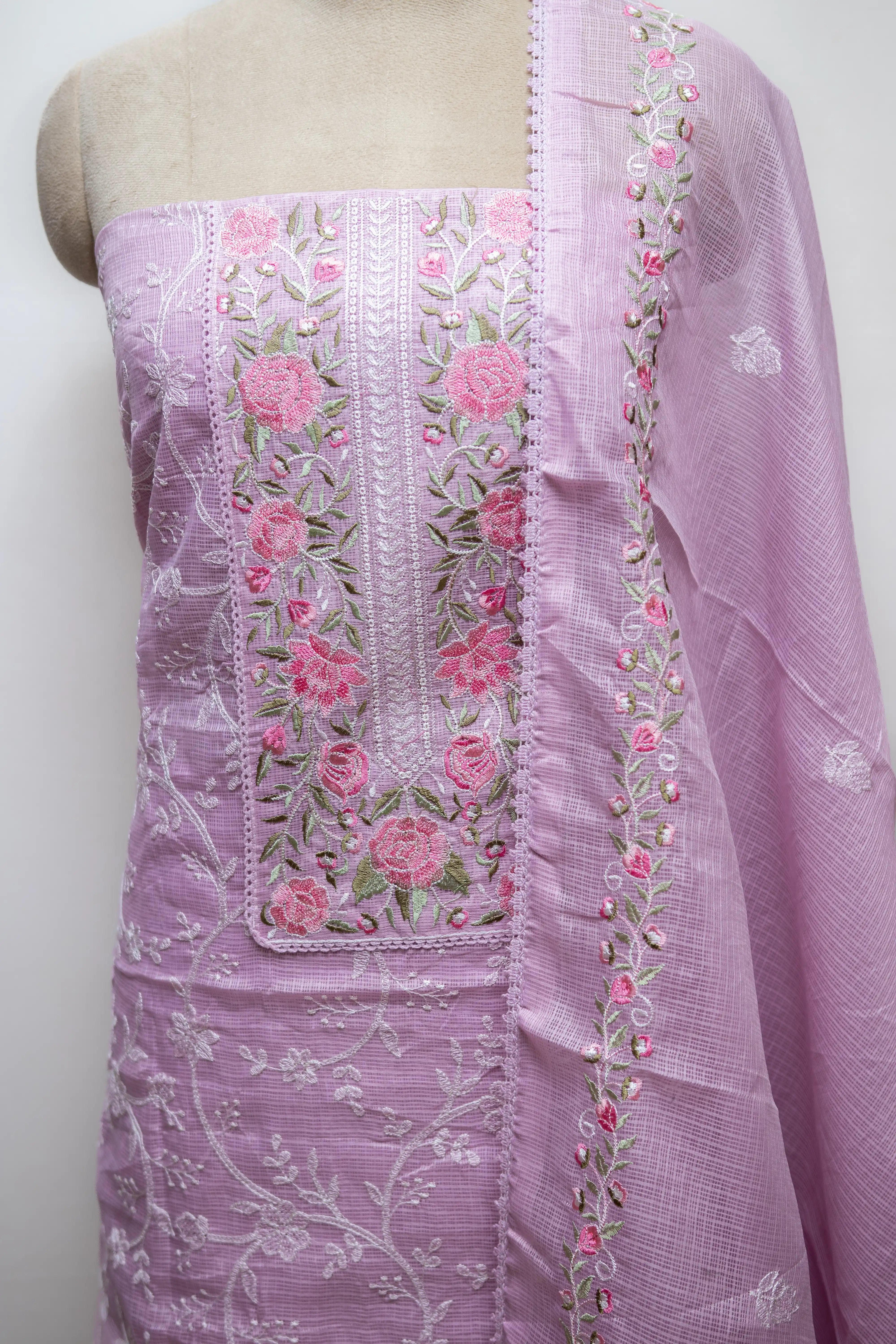 Baby Pink Hand Block Printed Cotton Dress Material