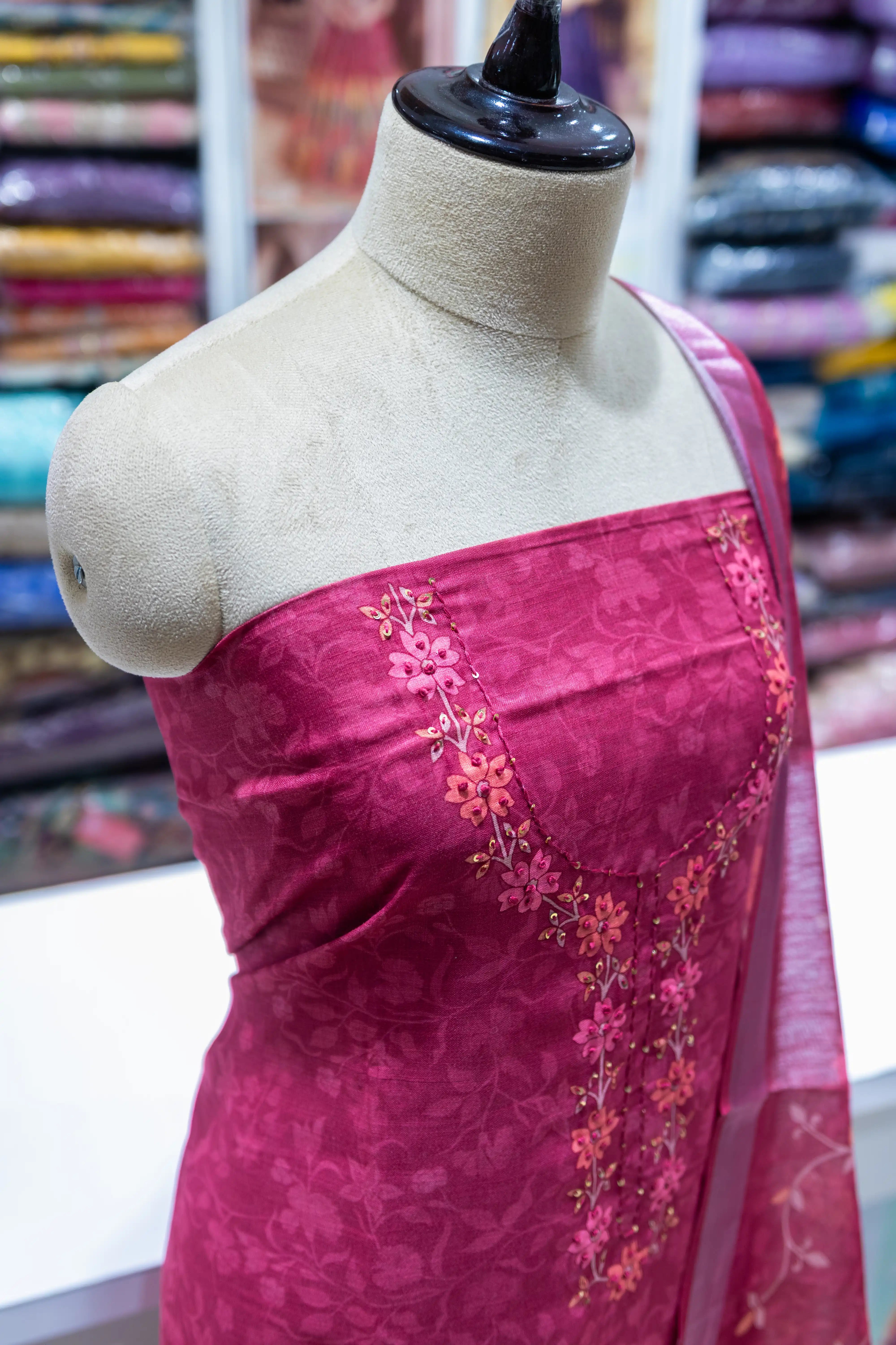 Gajari Printed Dress Material with Floral Dupatta