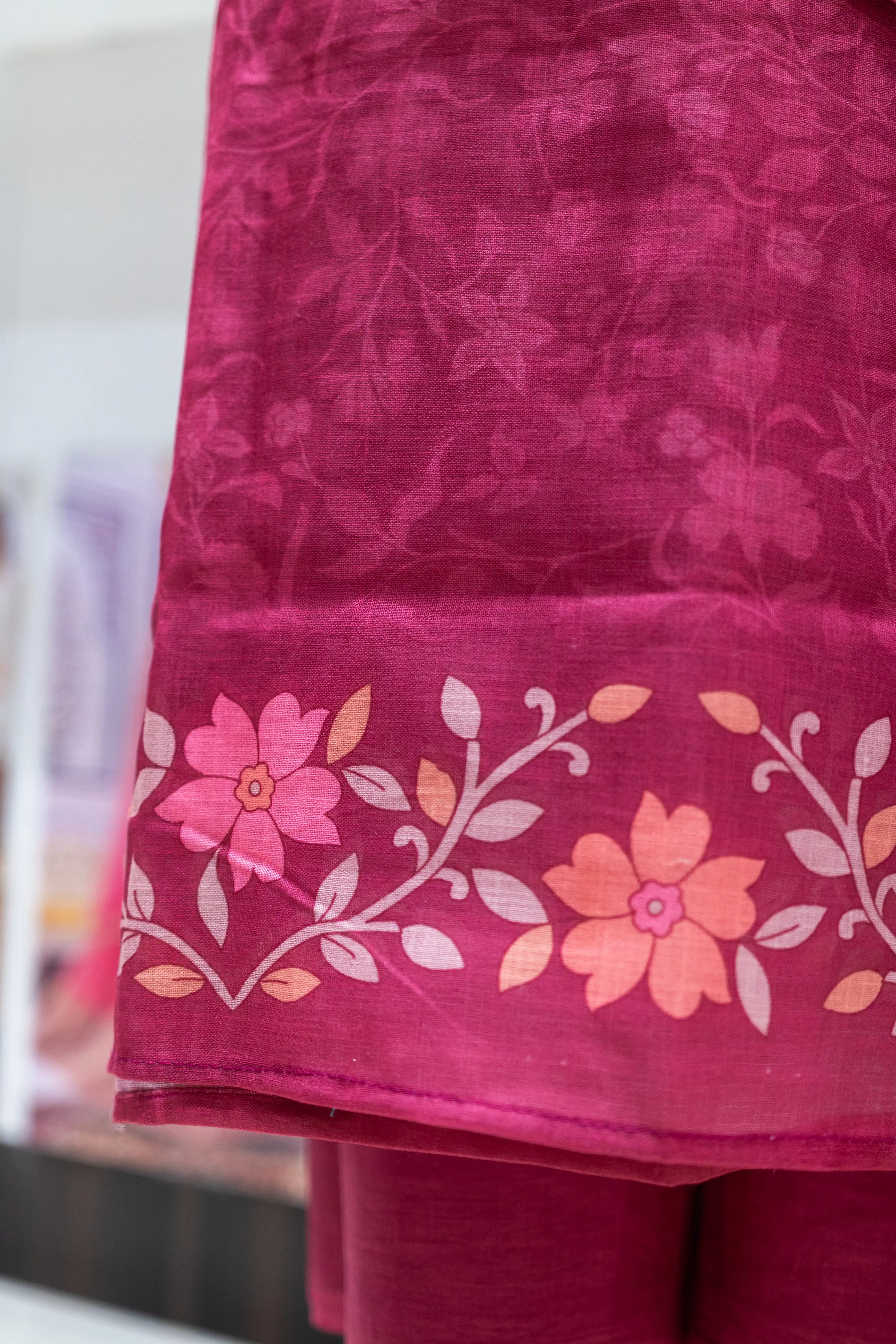 Gajari Printed Dress Material with Floral Dupatta